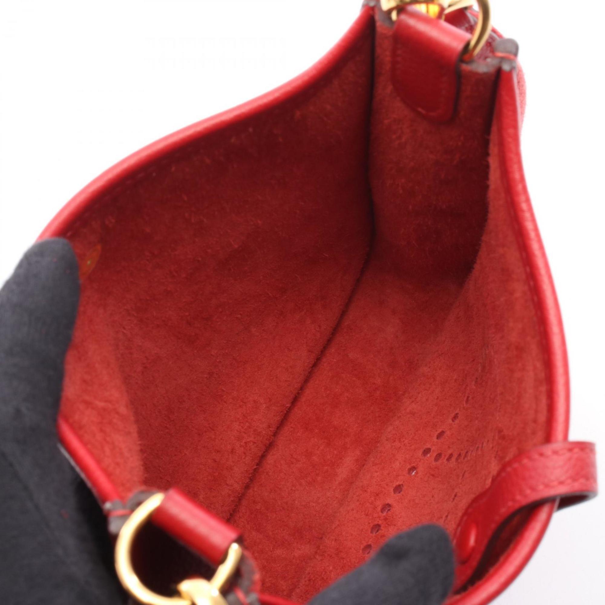 Hermes Red Color Taurillon Clemence Leather Shoulder Bag (Pre-Owned)