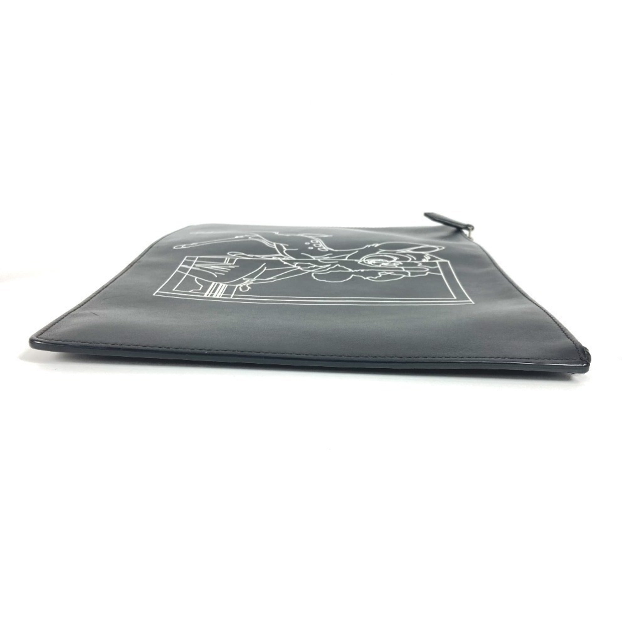 Givenchy Black White Leather Clutch Bag (Pre-Owned)