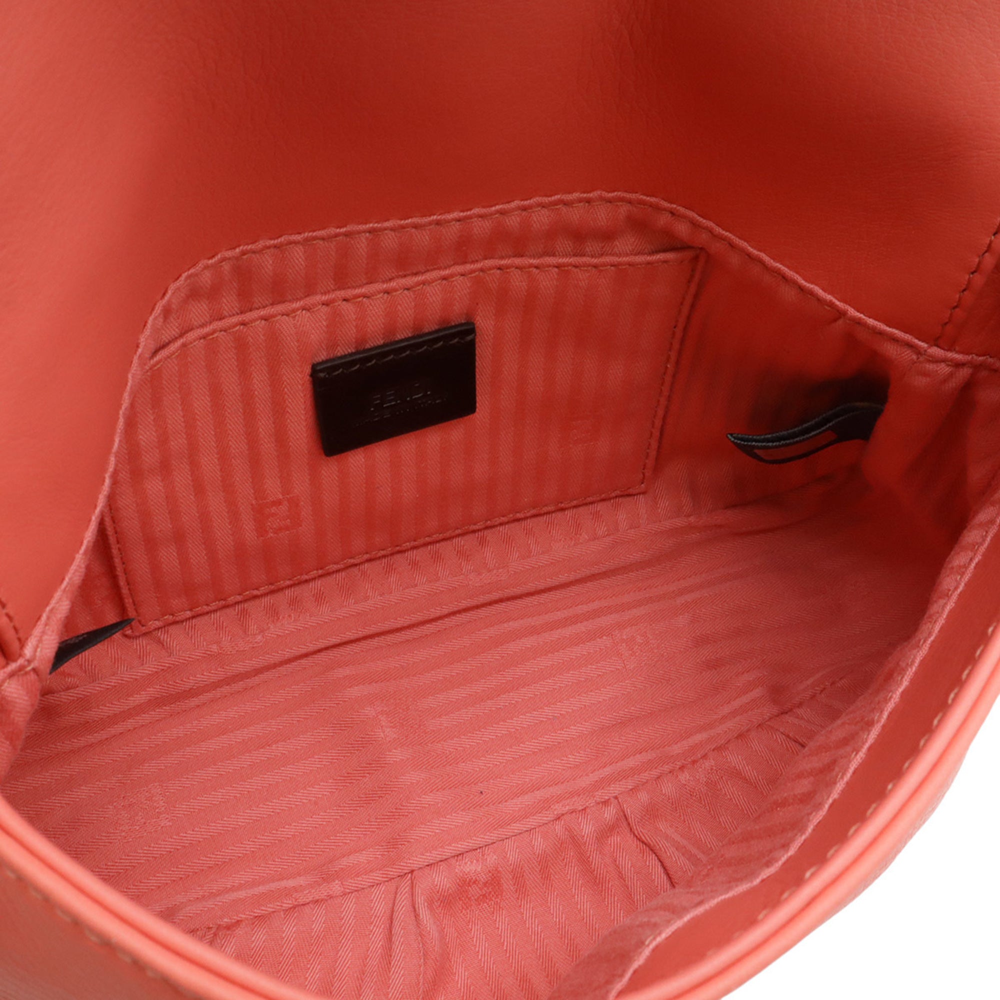 Fendi Coral Pink Leather Clutch Bag Pochette Shoulder Bag (Pre-Owned)