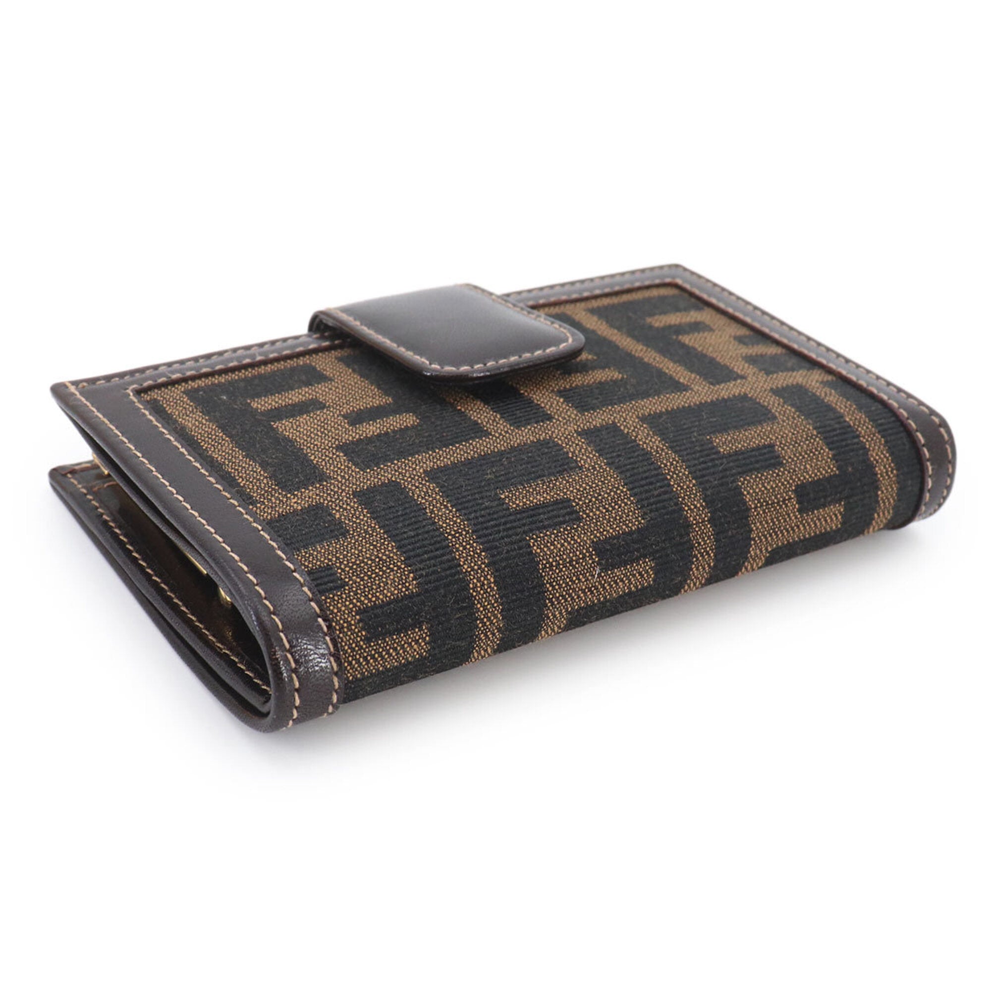 Fendi Black Brown Canvas Leather Wallet (Bi-Fold) (Pre-Owned)