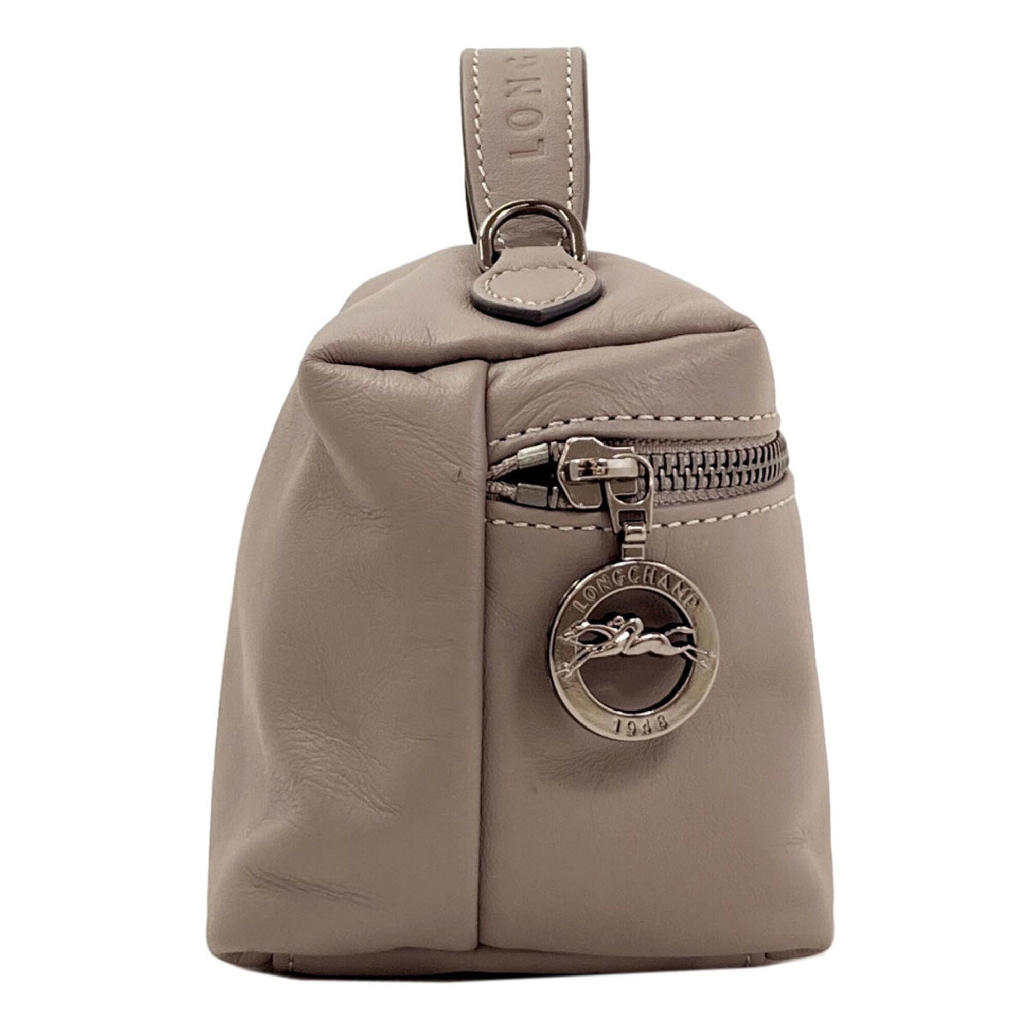 Longchamp Gray Leather Handbag (Pre-Owned)