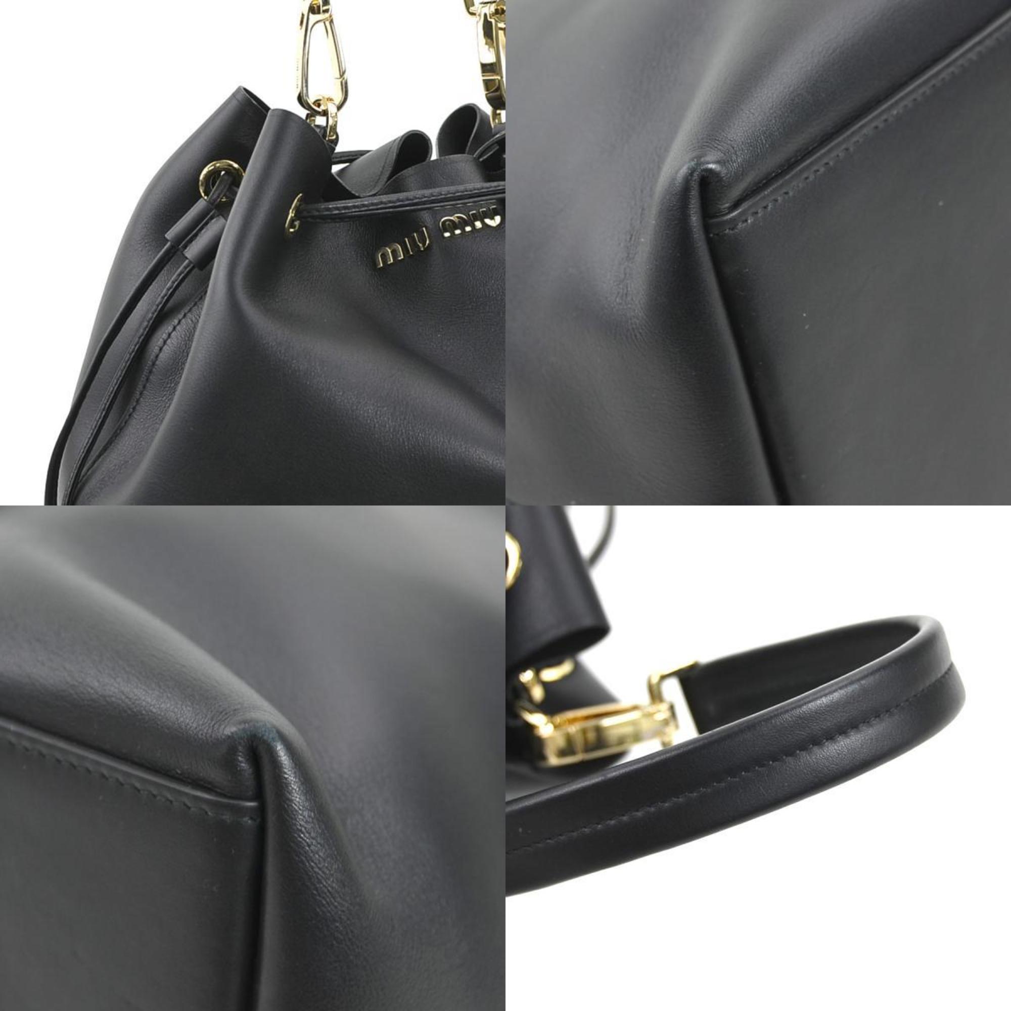 Miu Miu Black Leather Handbag Shoulder Bag (Pre-Owned)