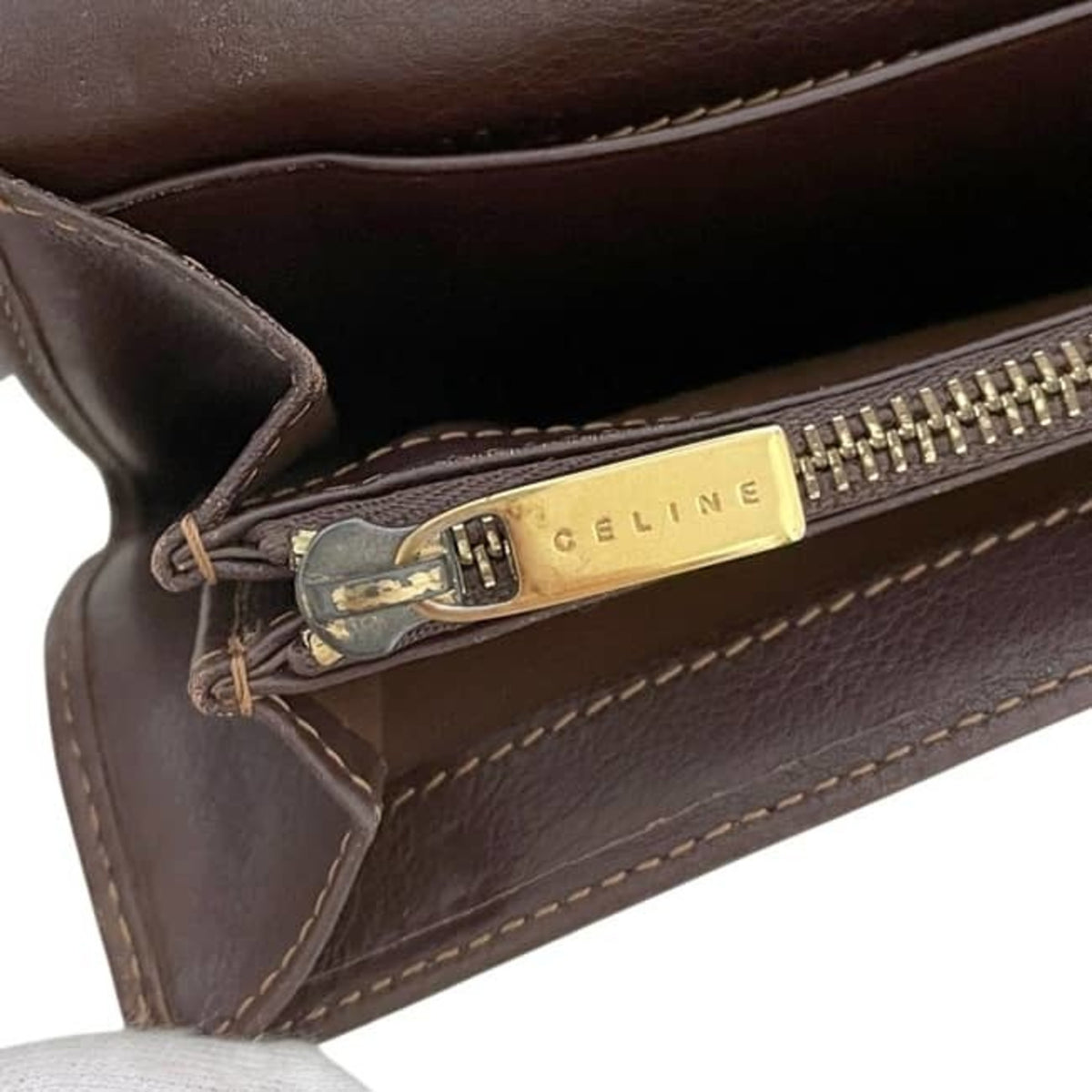 Celine Blue Brown Denim Leather Long Wallet (Bi-Fold) (Pre-Owned)