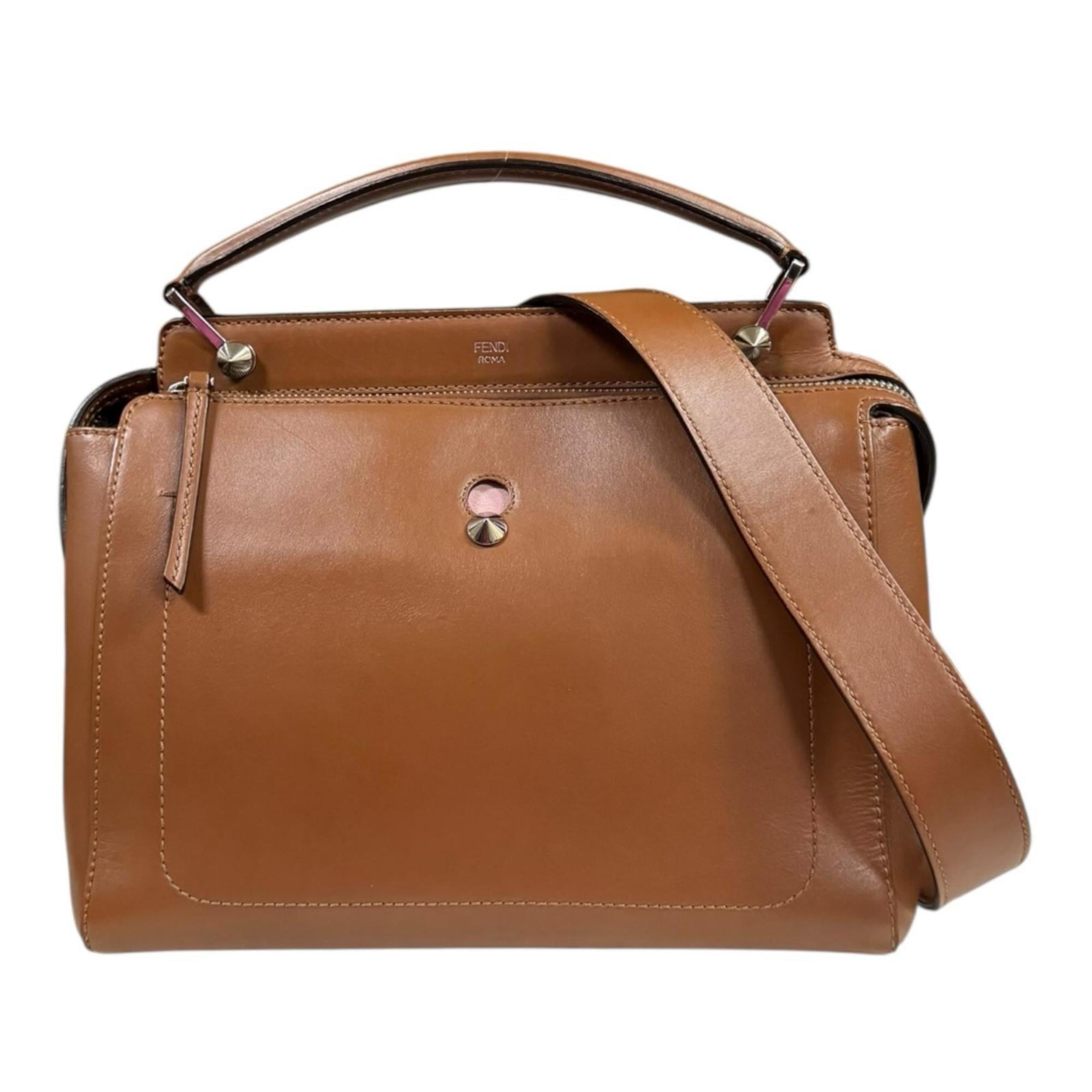 Fendi Dotcom Brown Leather Shoulder Bag (Pre-Owned)