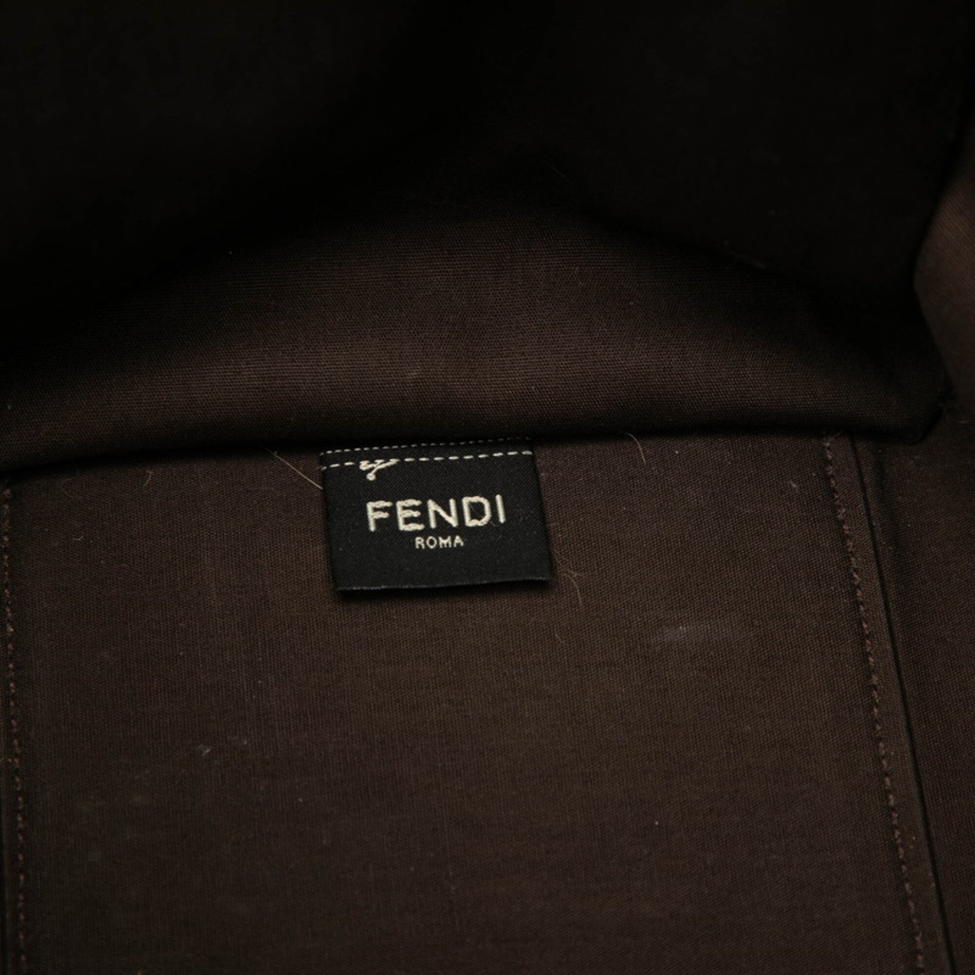 Fendi Beige Brown Canvas Leather Handbag Shoulder Bag Tote Bag (Pre-Owned)