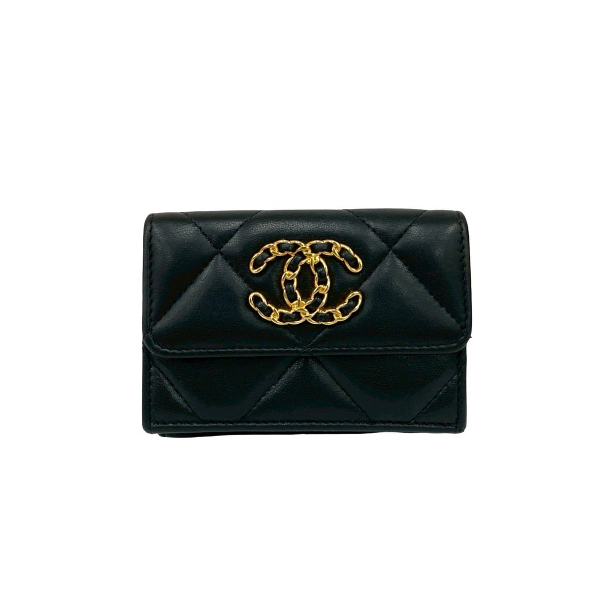 Chanel Black Leather Wallet (Tri-Fold) (Pre-Owned)