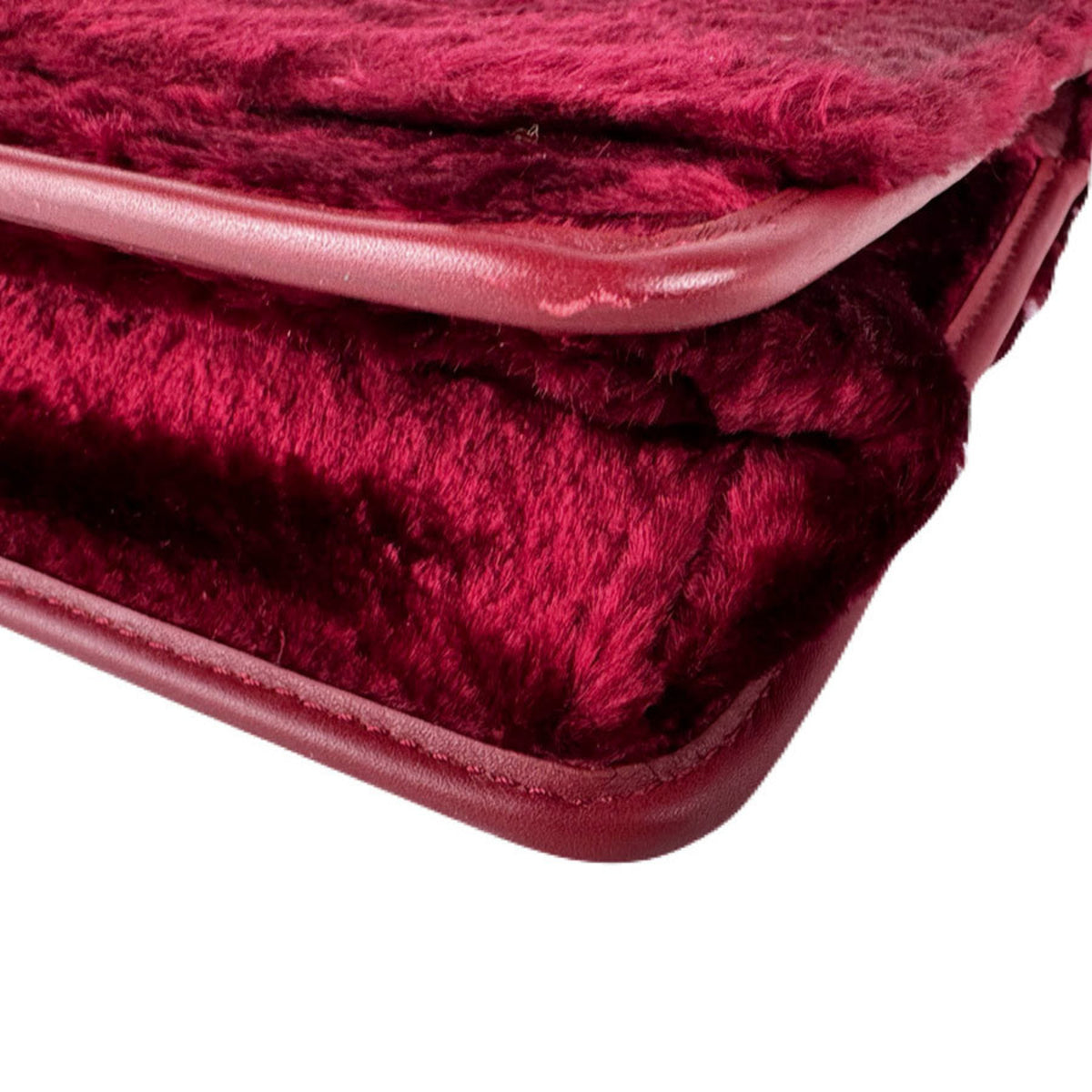 Fendi Red Color Fur Shoulder Bag (Pre-Owned)