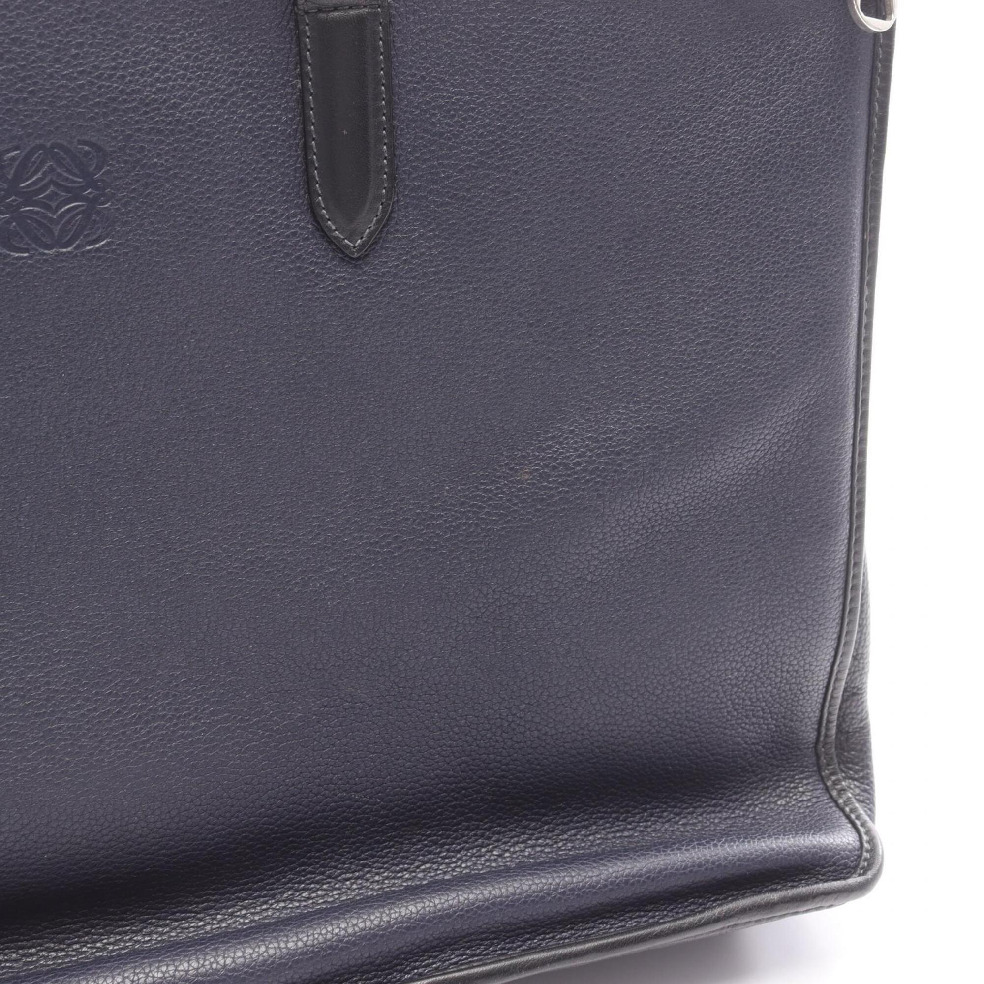 Loewe Black Navy Leather Briefcase Handbag (Pre-Owned)