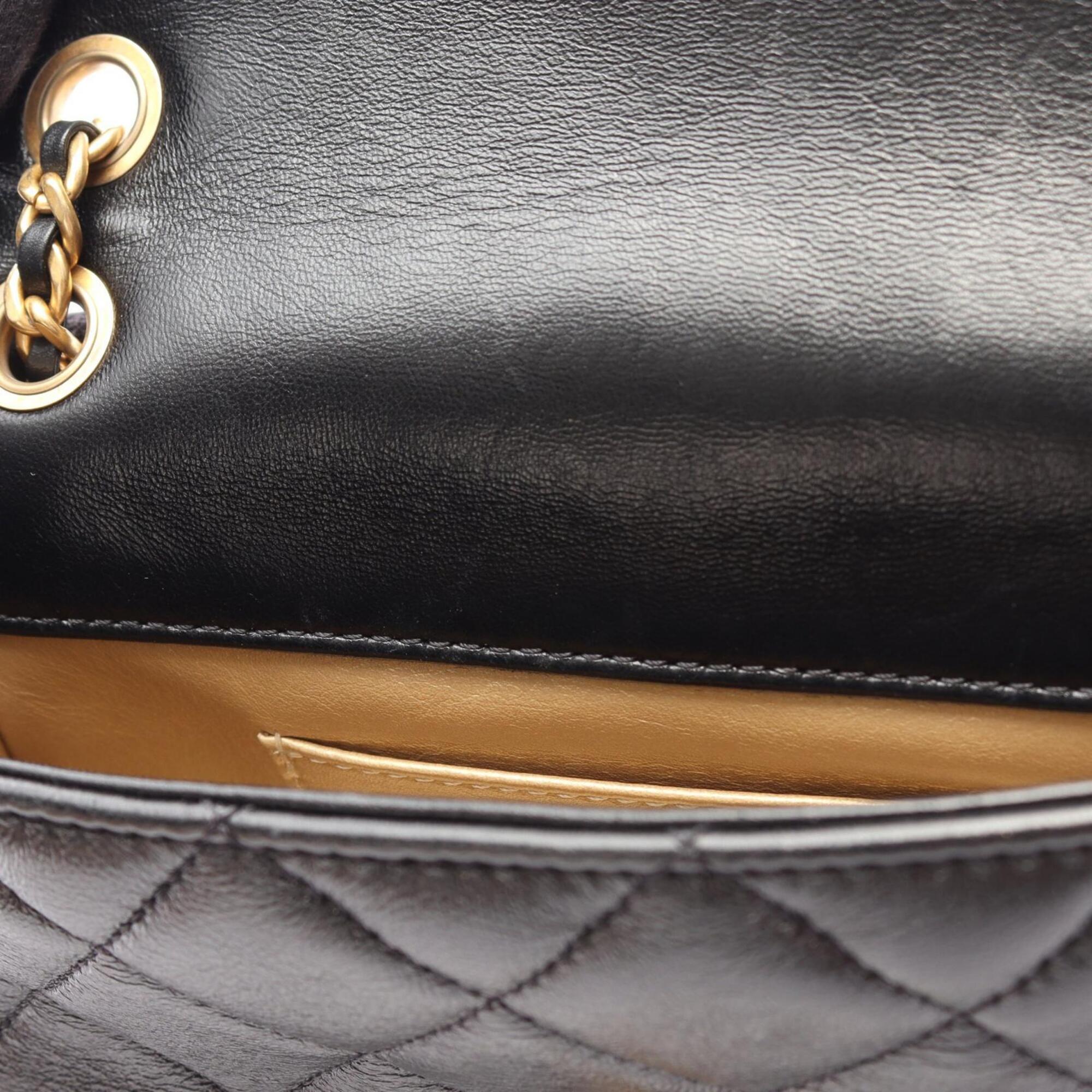 Chanel Black Leather Handbag Shoulder Bag (Pre-Owned)