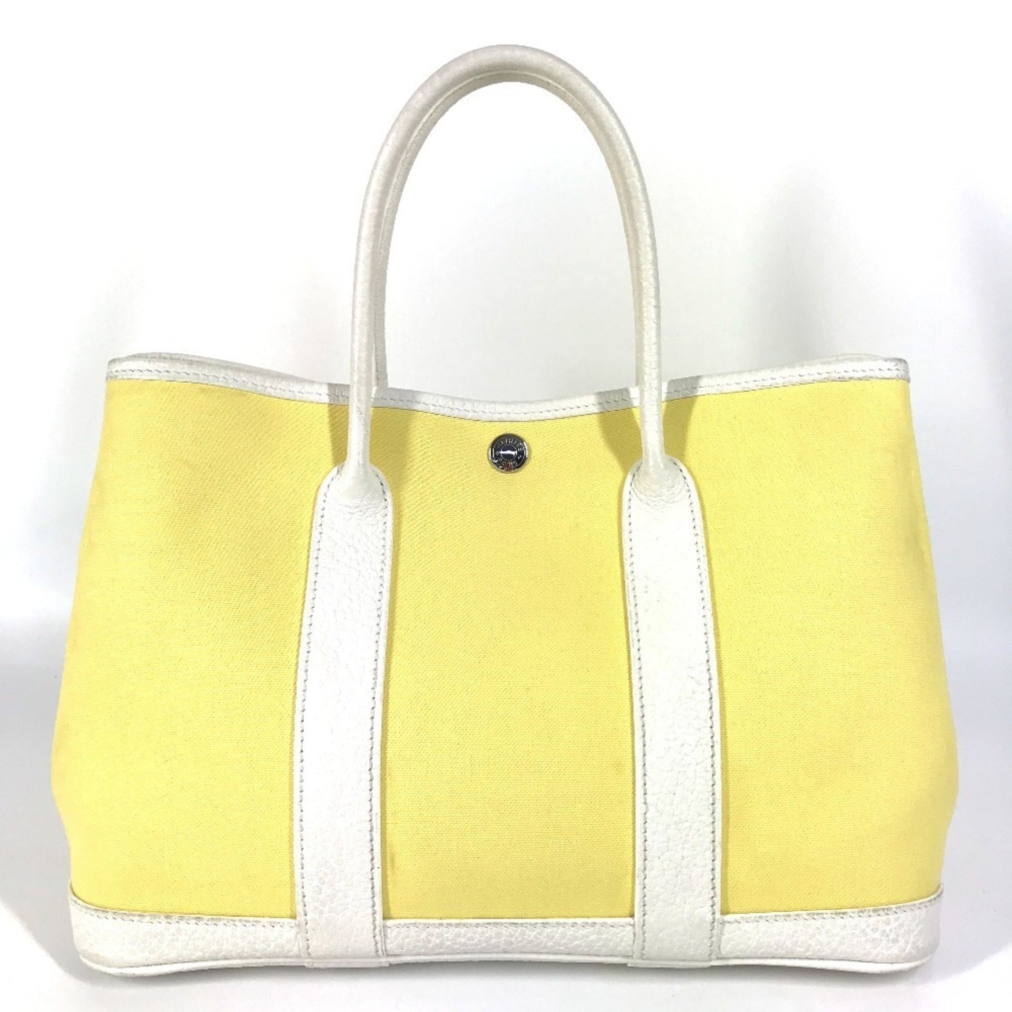 Hermes White Yellow Toile H Handbag Tote Bag (Pre-Owned)