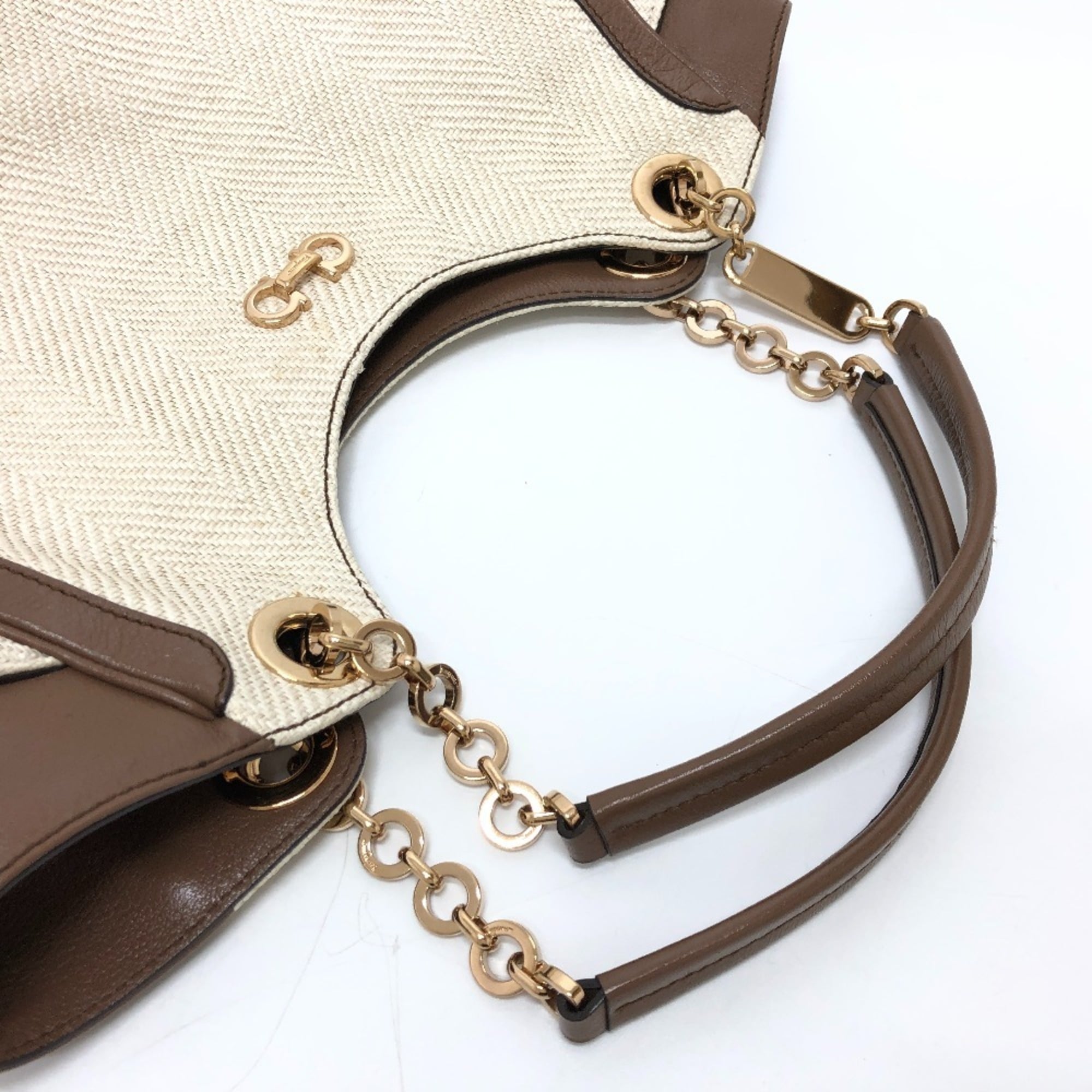 Salvatore Ferragamo Beige Canvas Tote Bag (Pre-Owned)
