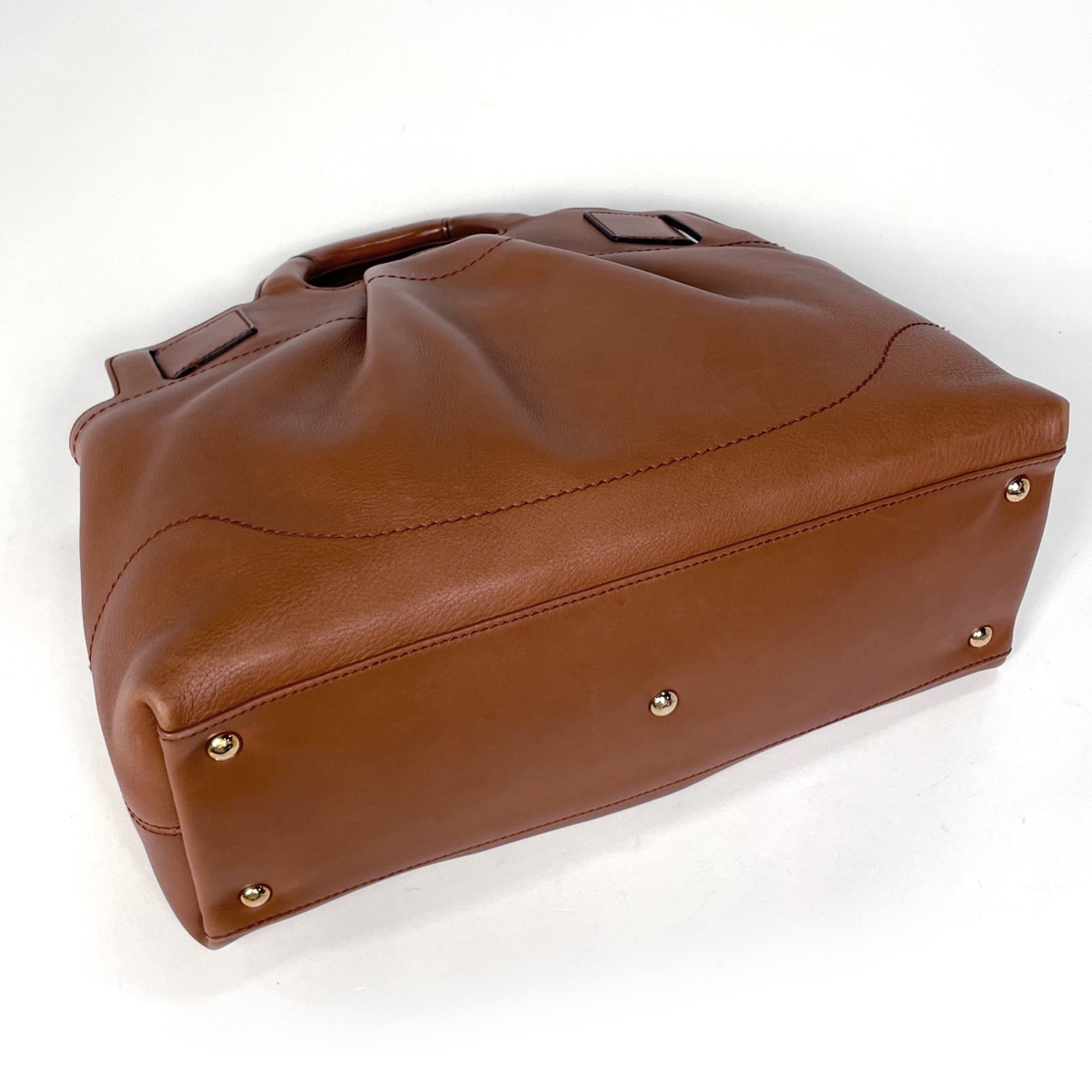 Salvatore Ferragamo Gancini Brown Leather Handbag (Pre-Owned)