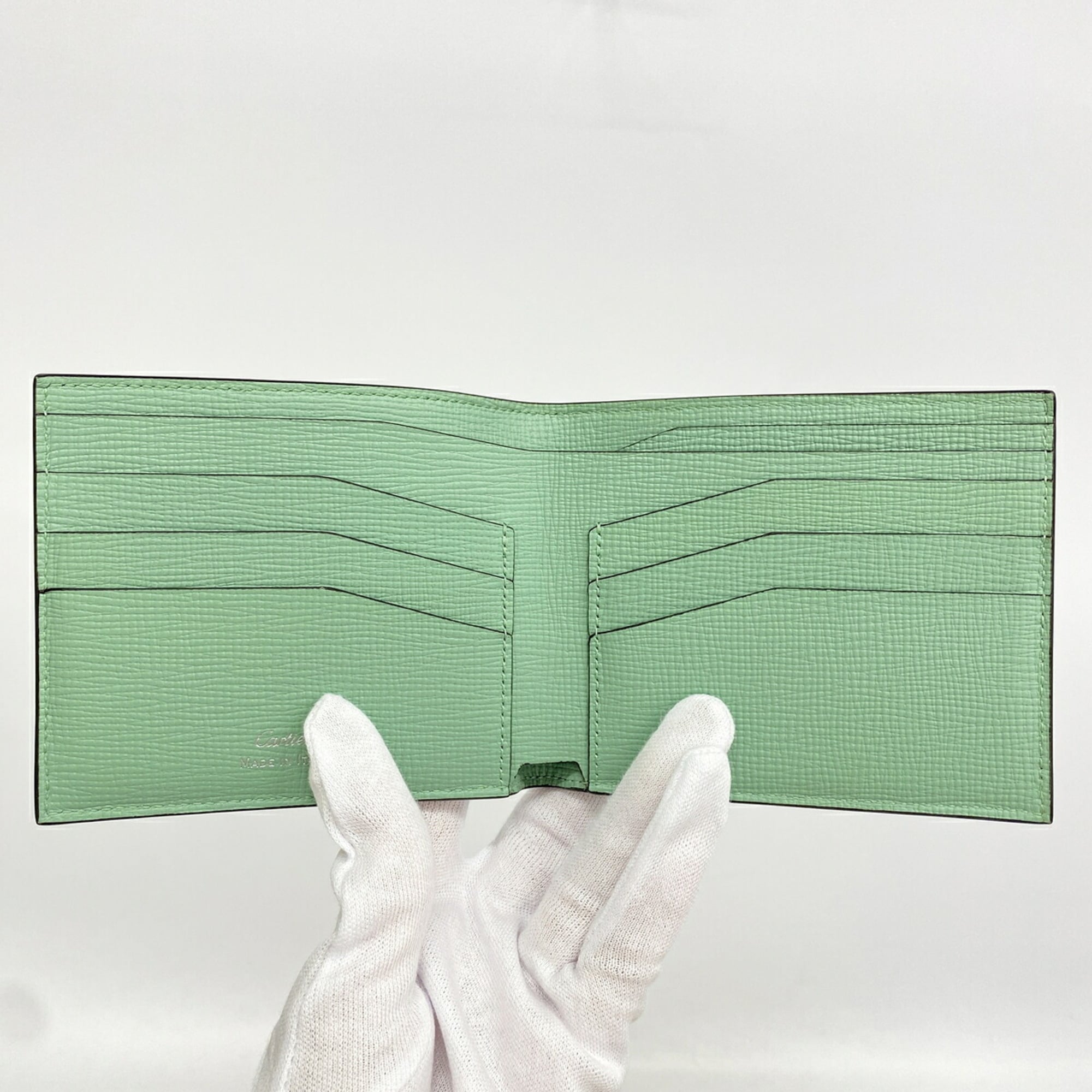 Cartier Green Leather Bill Wallet (Bi-Fold) (Pre-Owned)