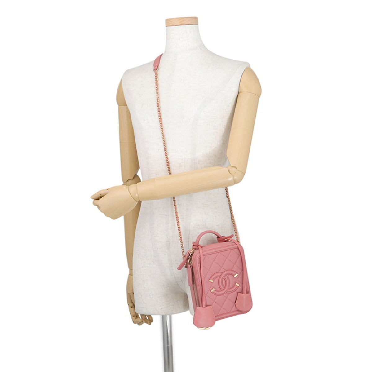 Chanel Pink Grained Calfskin Handbag Shoulder Bag Vanity Bag (Pre-Owned)