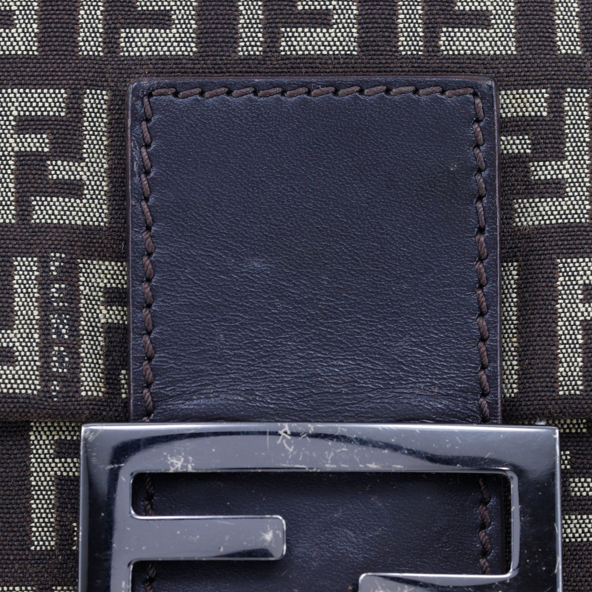 Fendi Brown Zucchino Canvas Shoulder Bag (Pre-Owned)