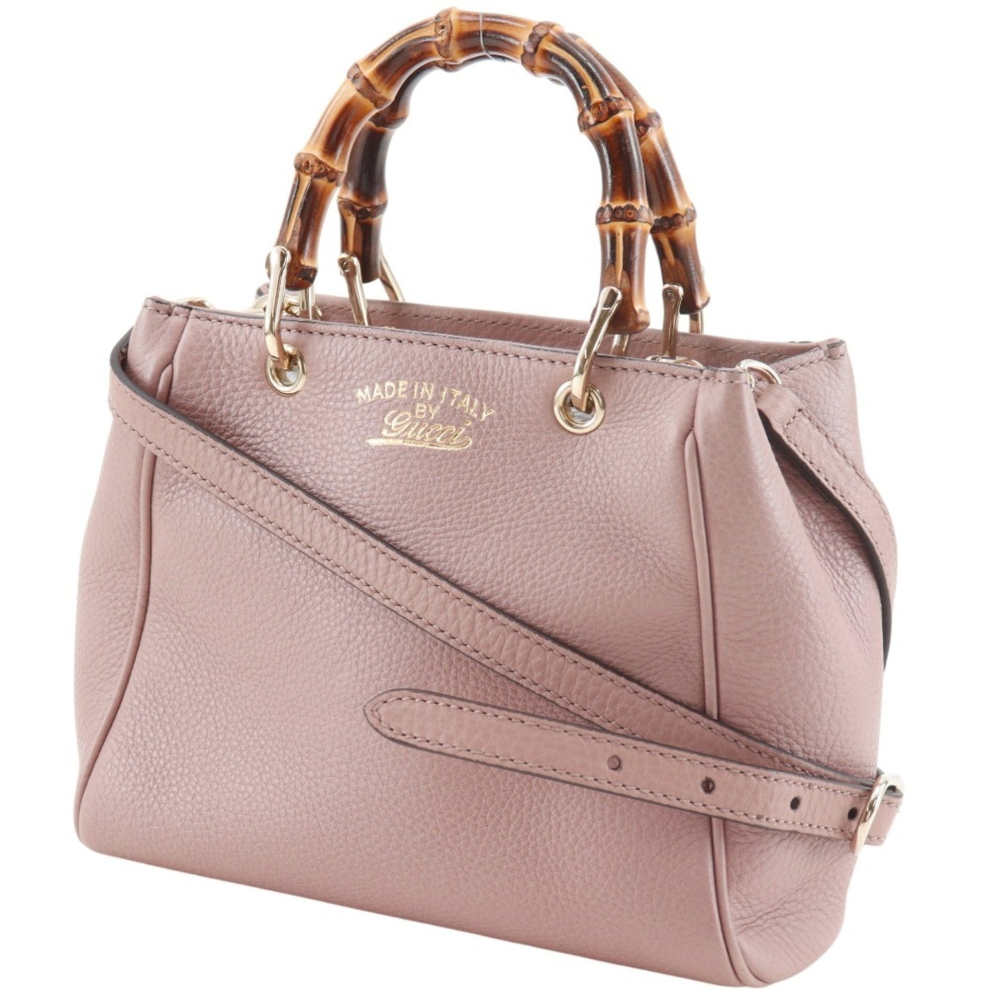 Gucci Pink Bamboo Leather Handbag (Pre-Owned)