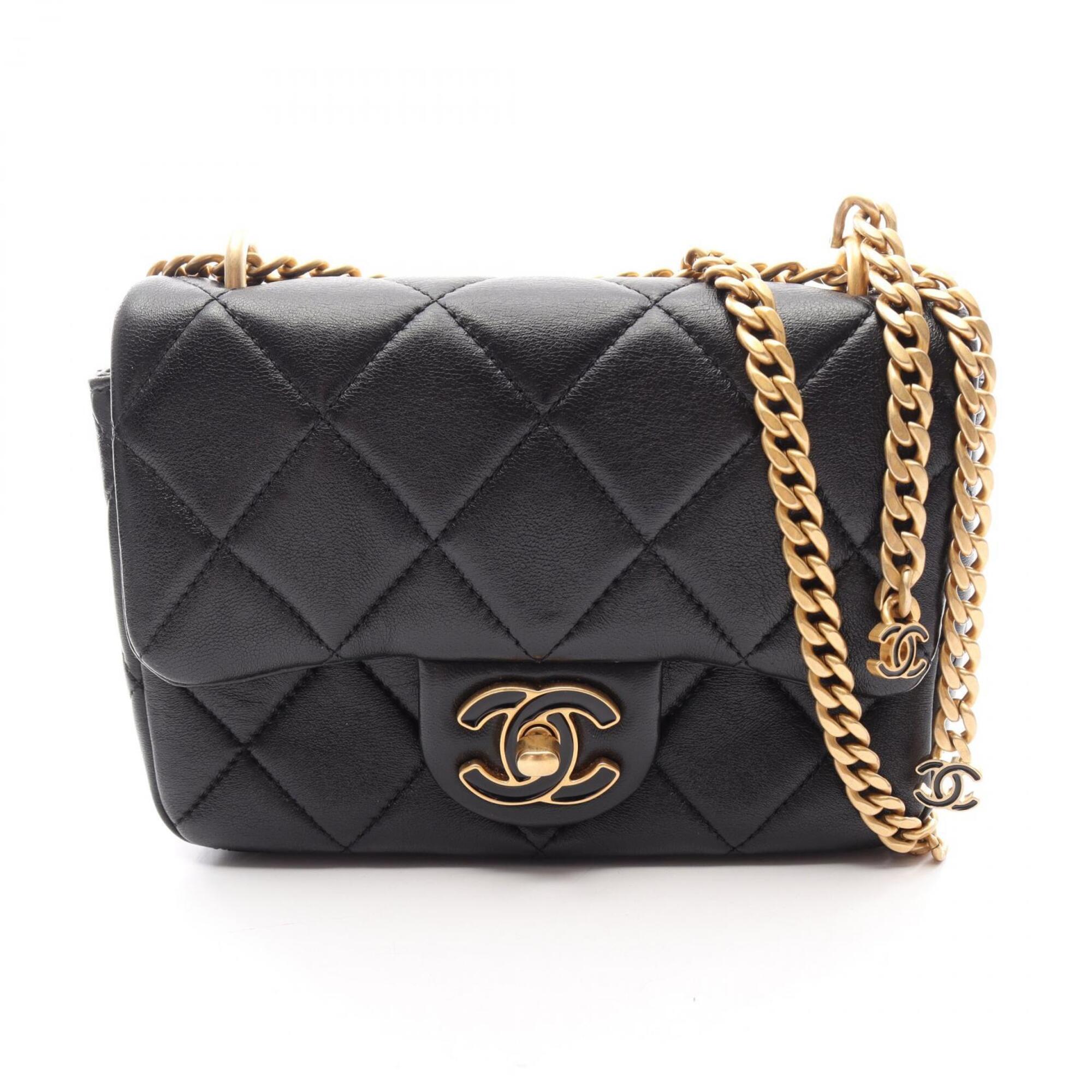 Chanel Black Leather Handbag Shoulder Bag (Pre-Owned)