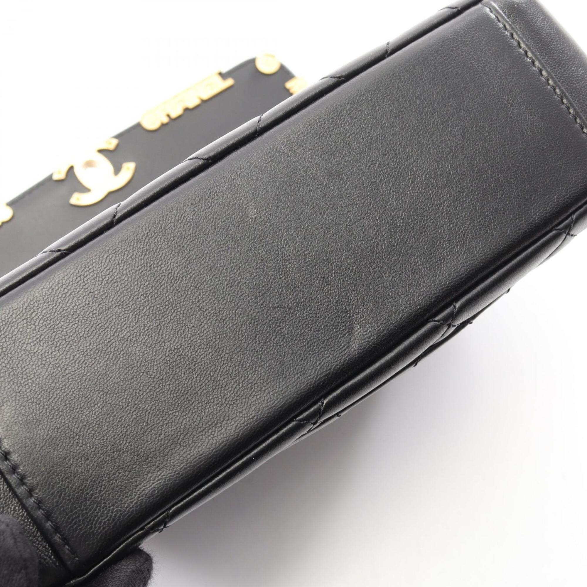Chanel Black Leather Handbag Shoulder Bag (Pre-Owned)