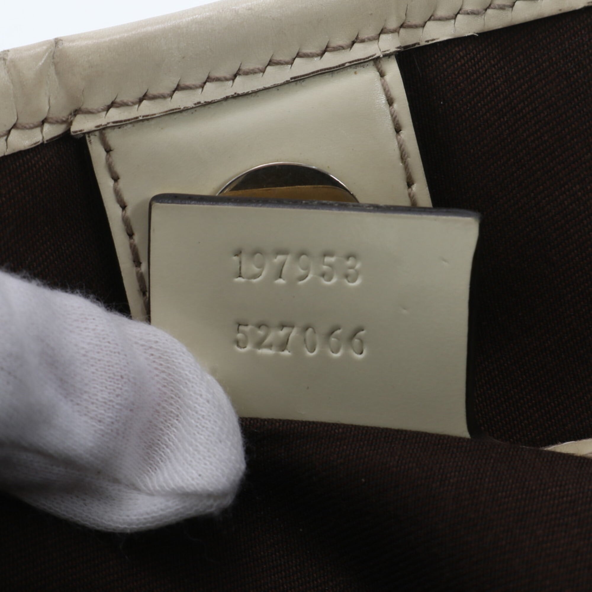 Gucci Beige Leather Coated Canvas Handbag Shoulder Bag Tote Bag (Pre-Owned)