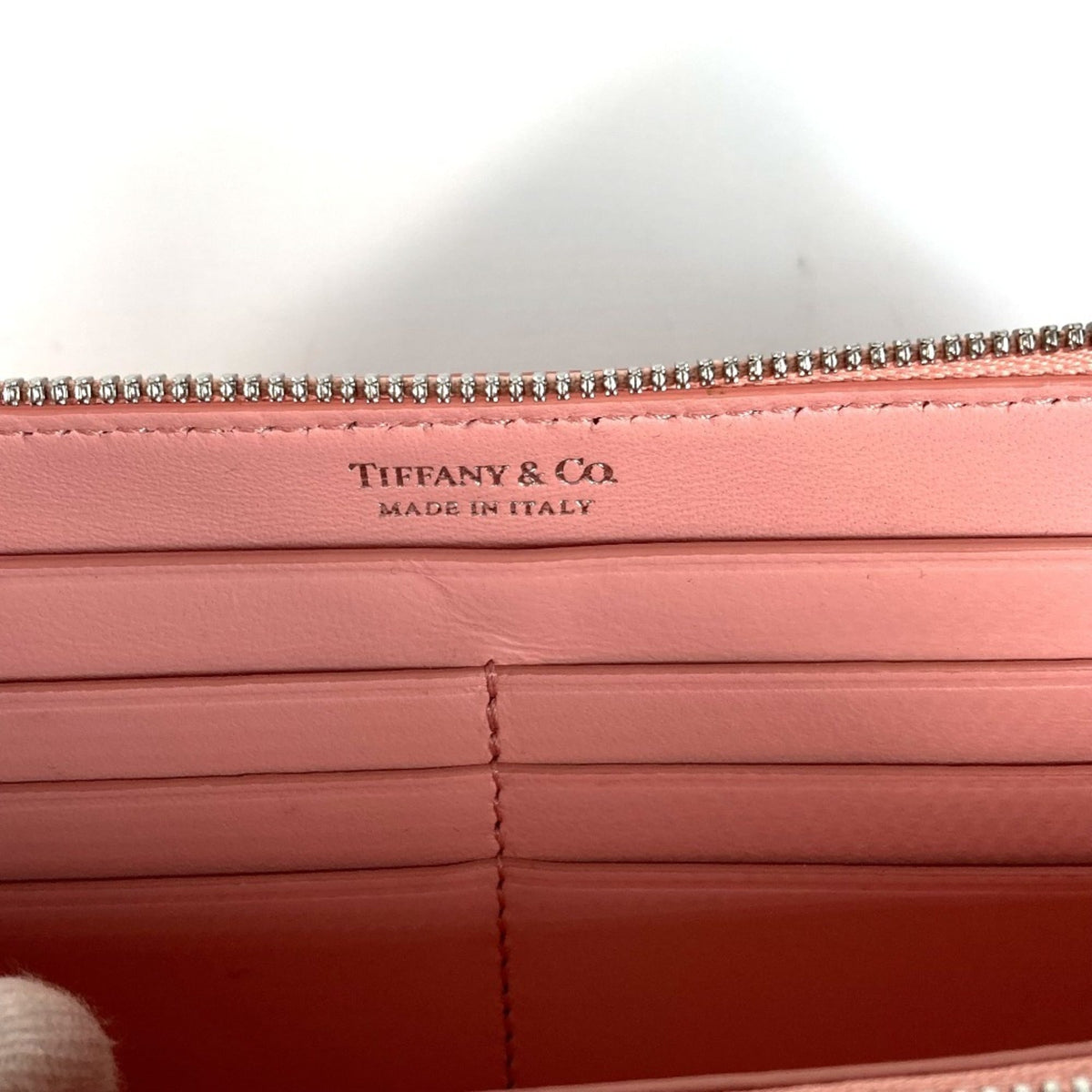 Tiffany Pink Leather Long Wallet (Bi-Fold) (Pre-Owned)