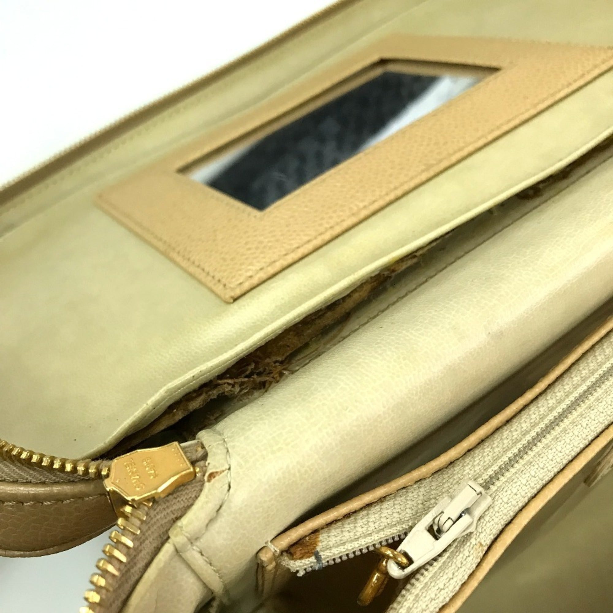 Chanel Beige Grained Calfskin Handbag Shoulder Bag Vanity Bag (Pre-Owned)