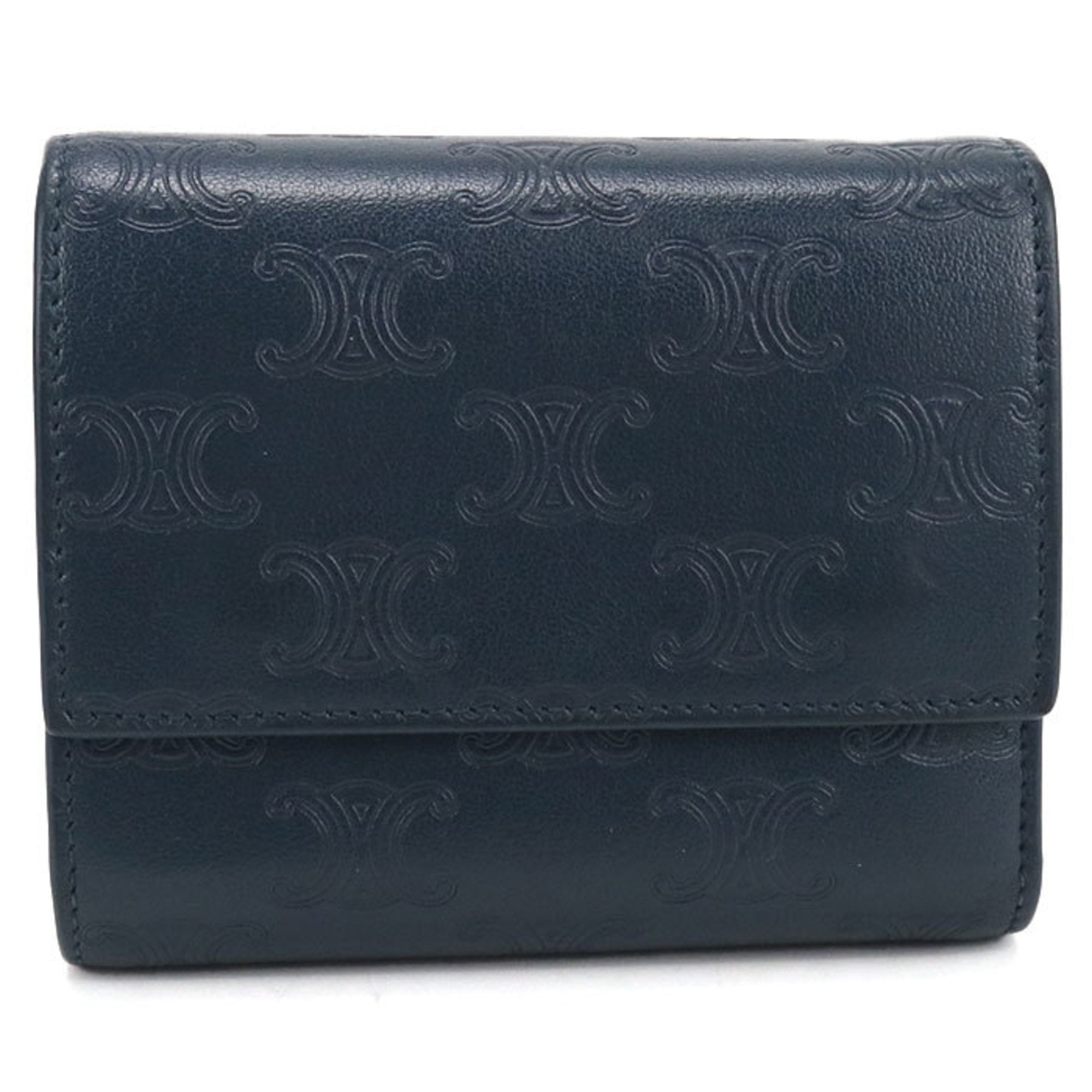Celine Navy Leather Coin Purse/Coin Case (Pre-Owned)