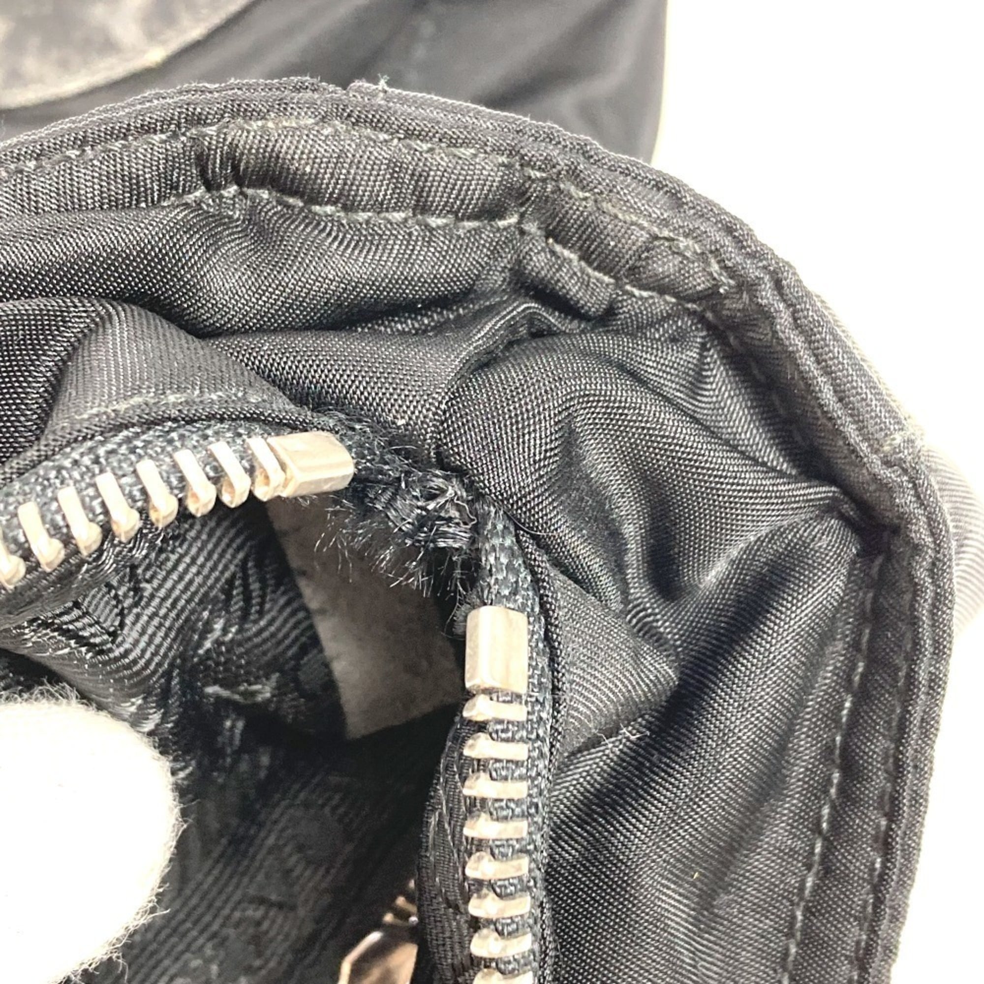 Prada Black Nylon Leather Shoulder Bag Tote Bag (Pre-Owned)