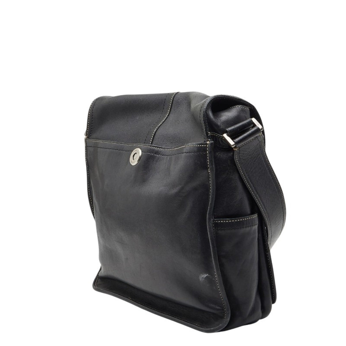 Coach Black Leather Messenger Bag Shoulder Bag (Pre-Owned)