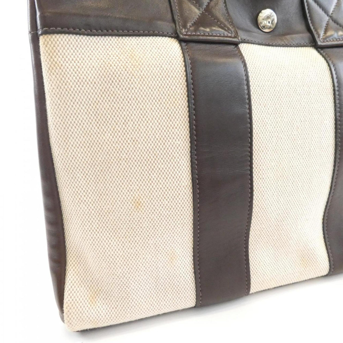 Hermes Brown Toile H Leather Handbag (Pre-Owned)