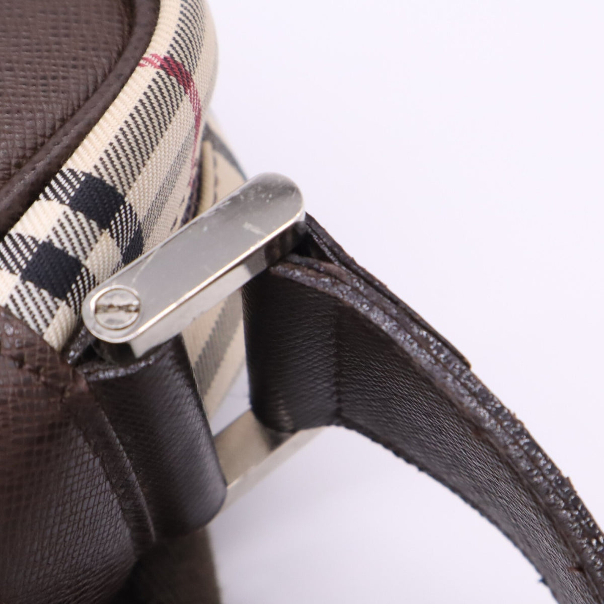 Burberry Beige Brown Multi-Color Canvas Leather Shoulder Bag (Pre-Owned)