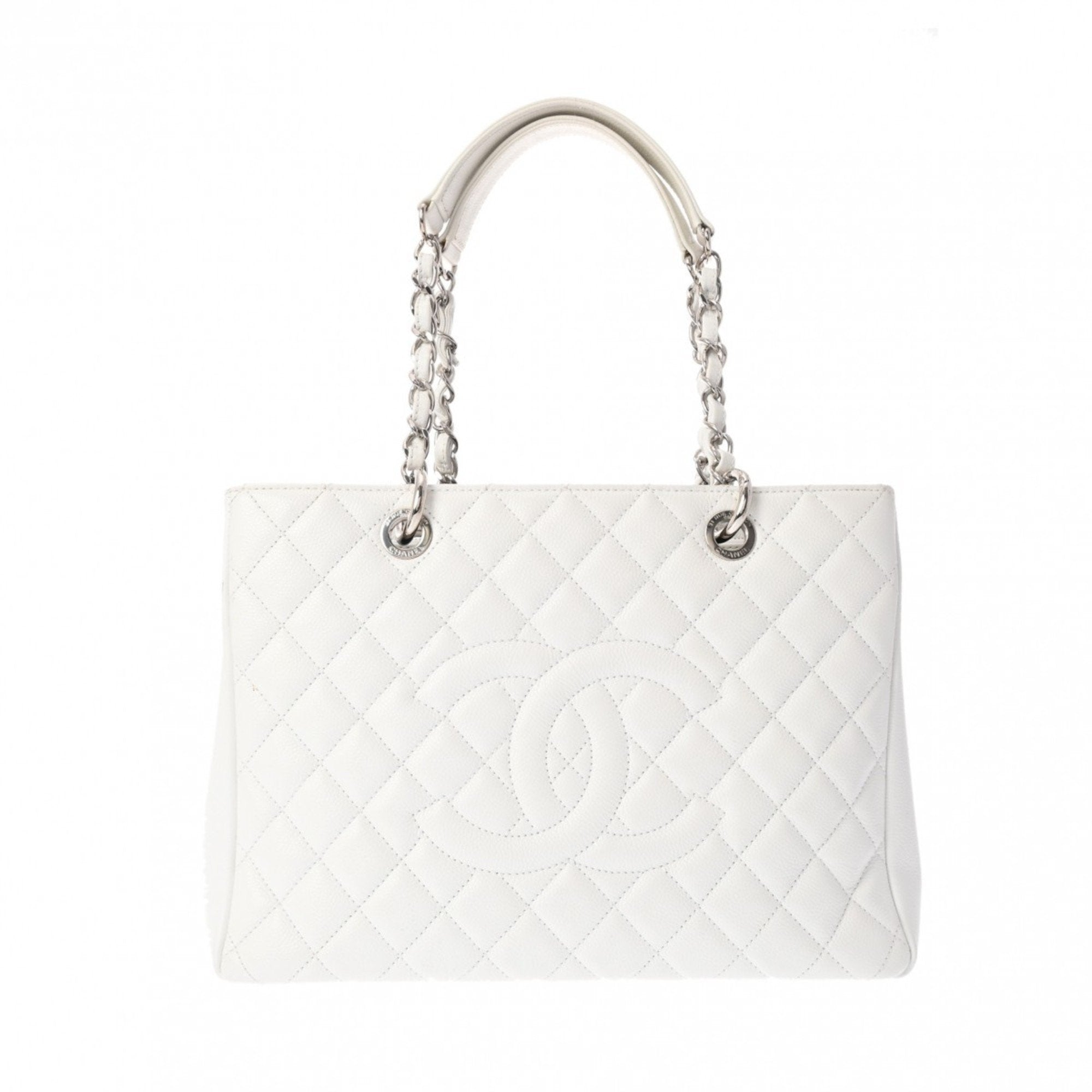 Chanel Black White Caviar Leather Tote Bag (Pre-Owned)