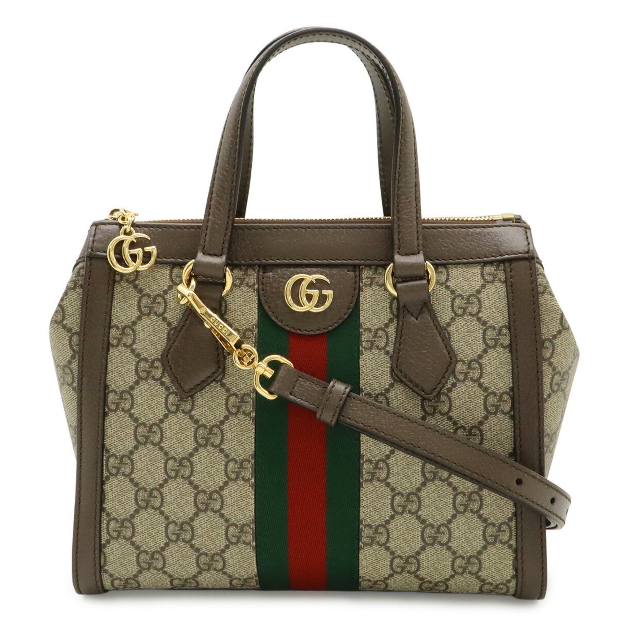 Gucci Ophidia Beige Green Red Color Gg Supreme Leather Handbag Shoulder Bag Tote Bag (Pre-Owned)