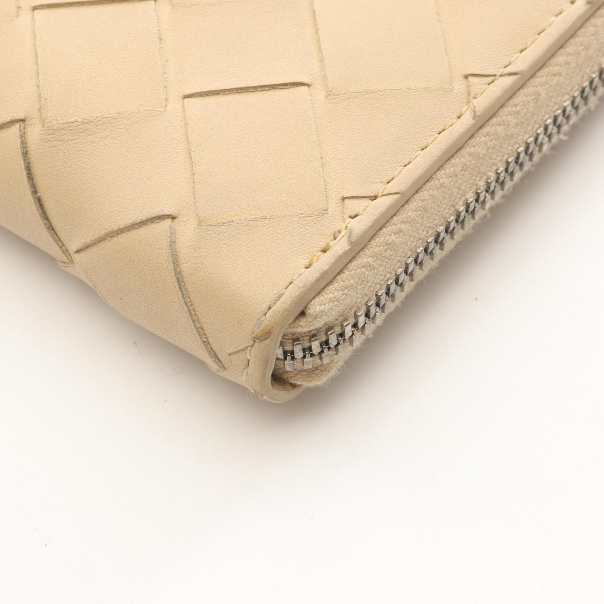 Bottega Veneta Beige Leather Long Wallet (Bi-Fold) (Pre-Owned)