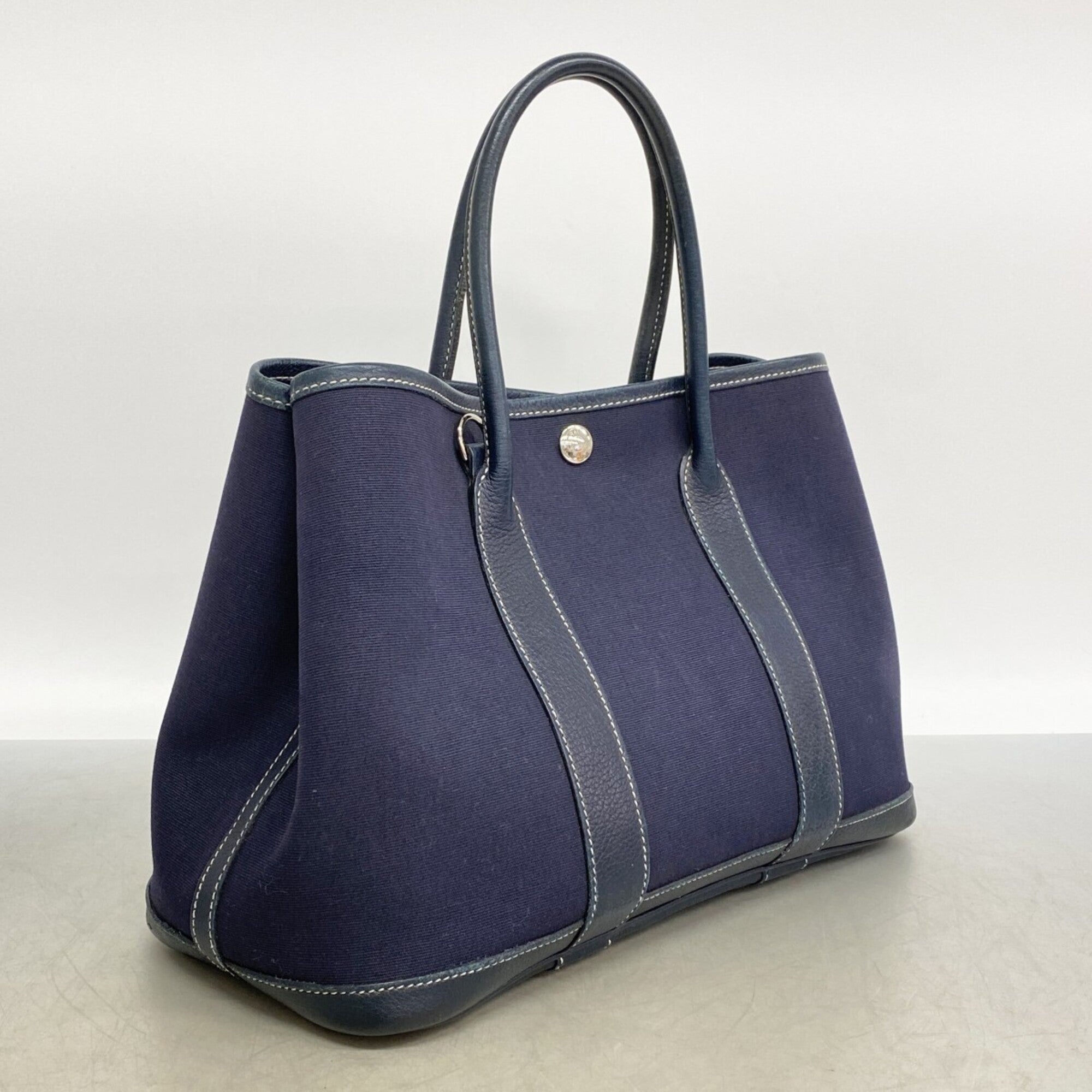 Hermes Navy Toile Officier Handbag (Pre-Owned)