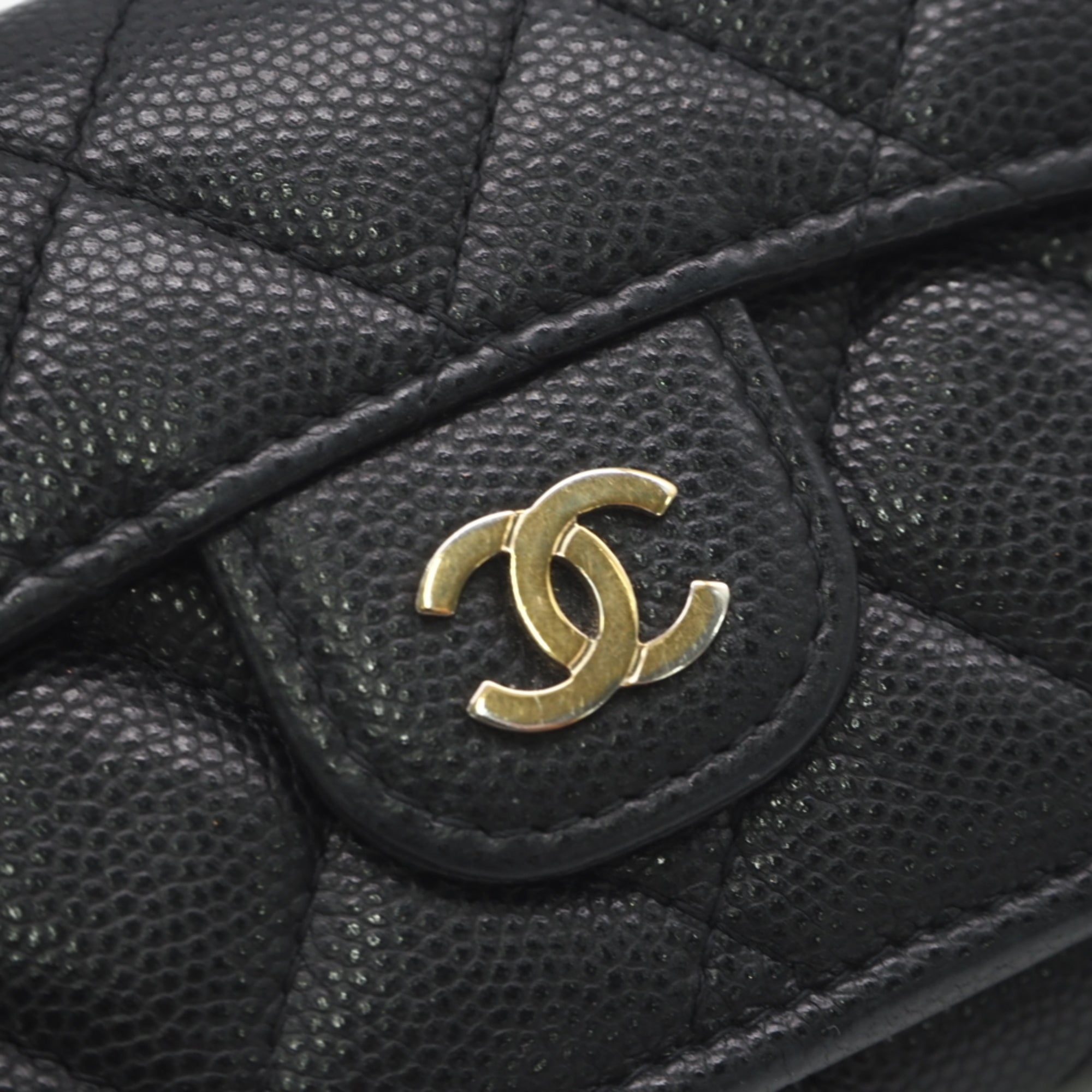 Chanel Black Grained Calfskin Wallet (Tri-Fold) (Pre-Owned)