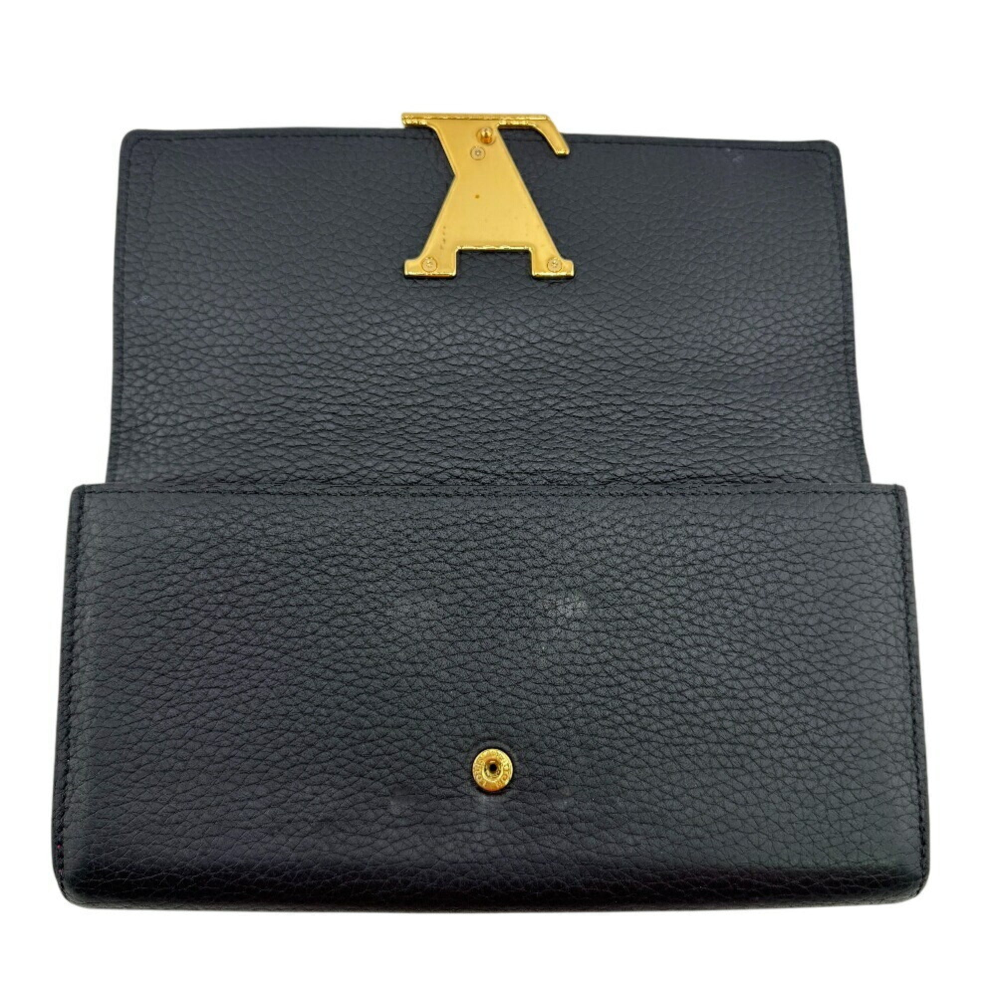 Louis Vuitton Taurillon Black Leather Long Wallet (Bi-Fold) (Pre-Owned)