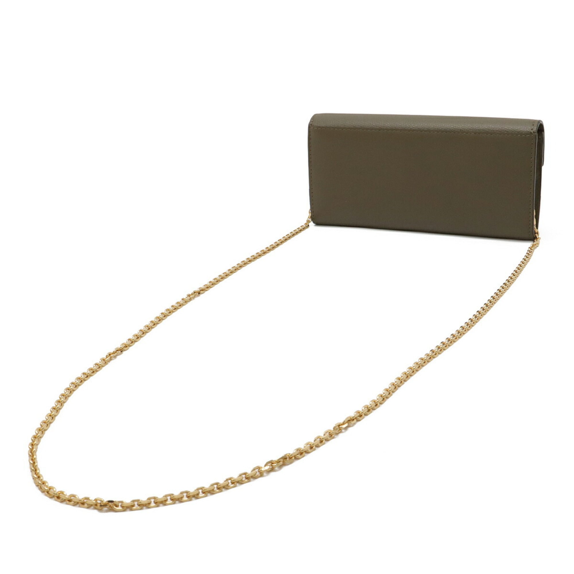 Fendi Grayish Leather Chain/Shoulder Wallet (Pre-Owned)