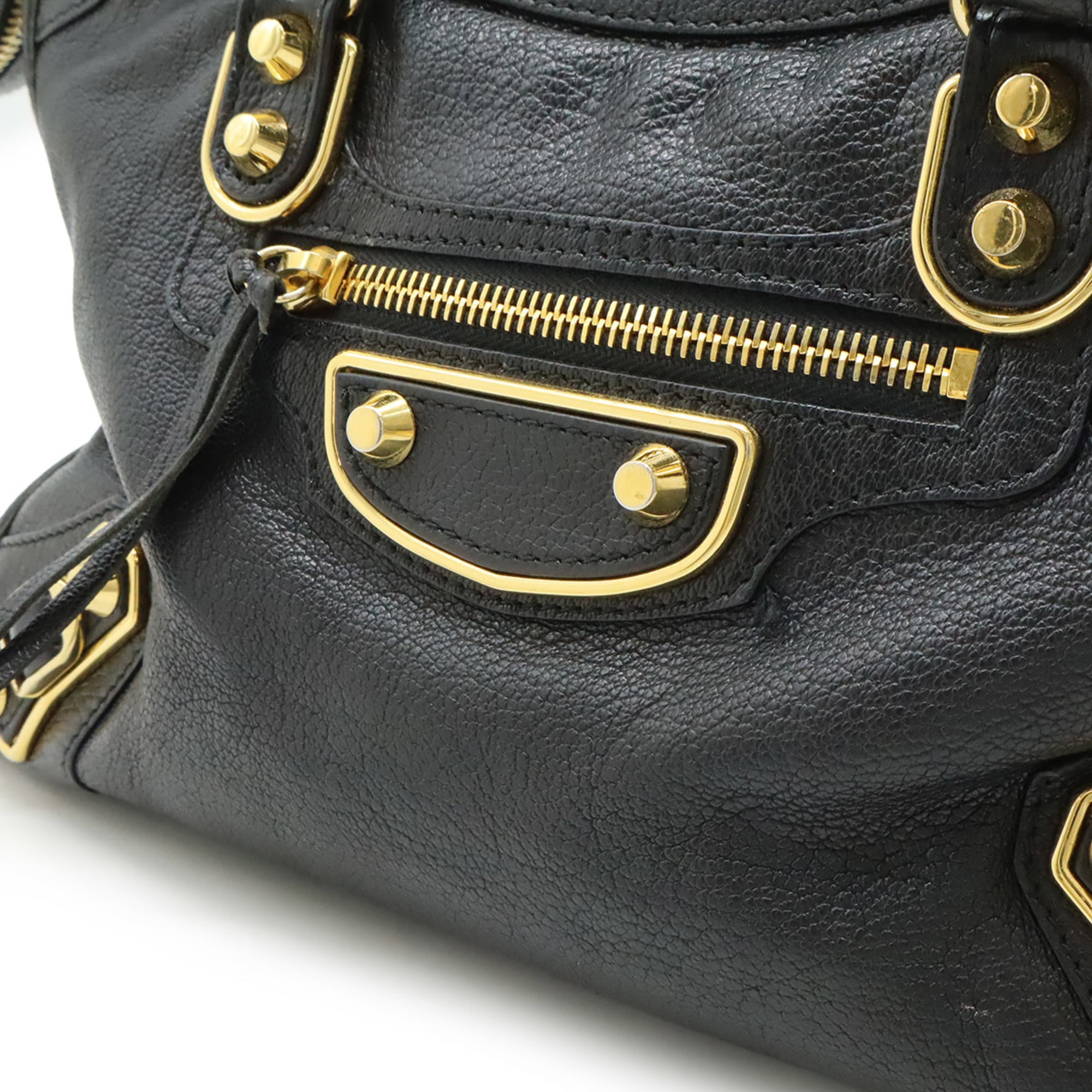 Balenciaga Black Leather Handbag Shoulder Bag (Pre-Owned)
