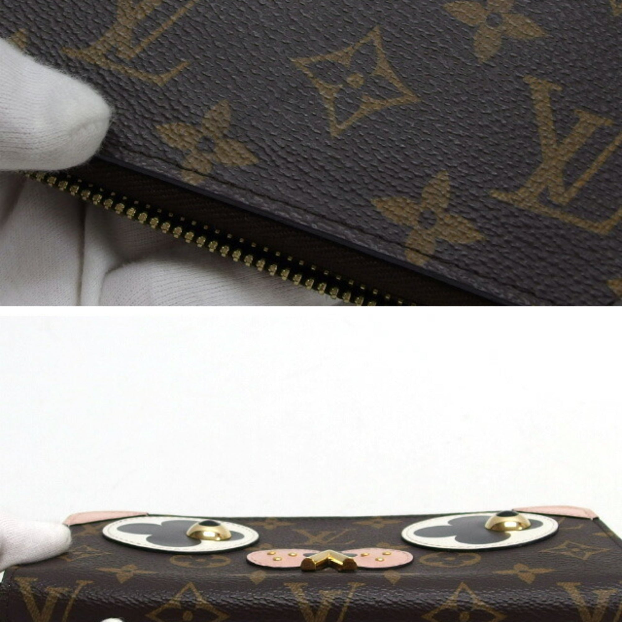 Louis Vuitton Black Rose Ballerine White Monogram Canvas Leather Metal Long Wallet (Bi-Fold) (Pre-Owned)