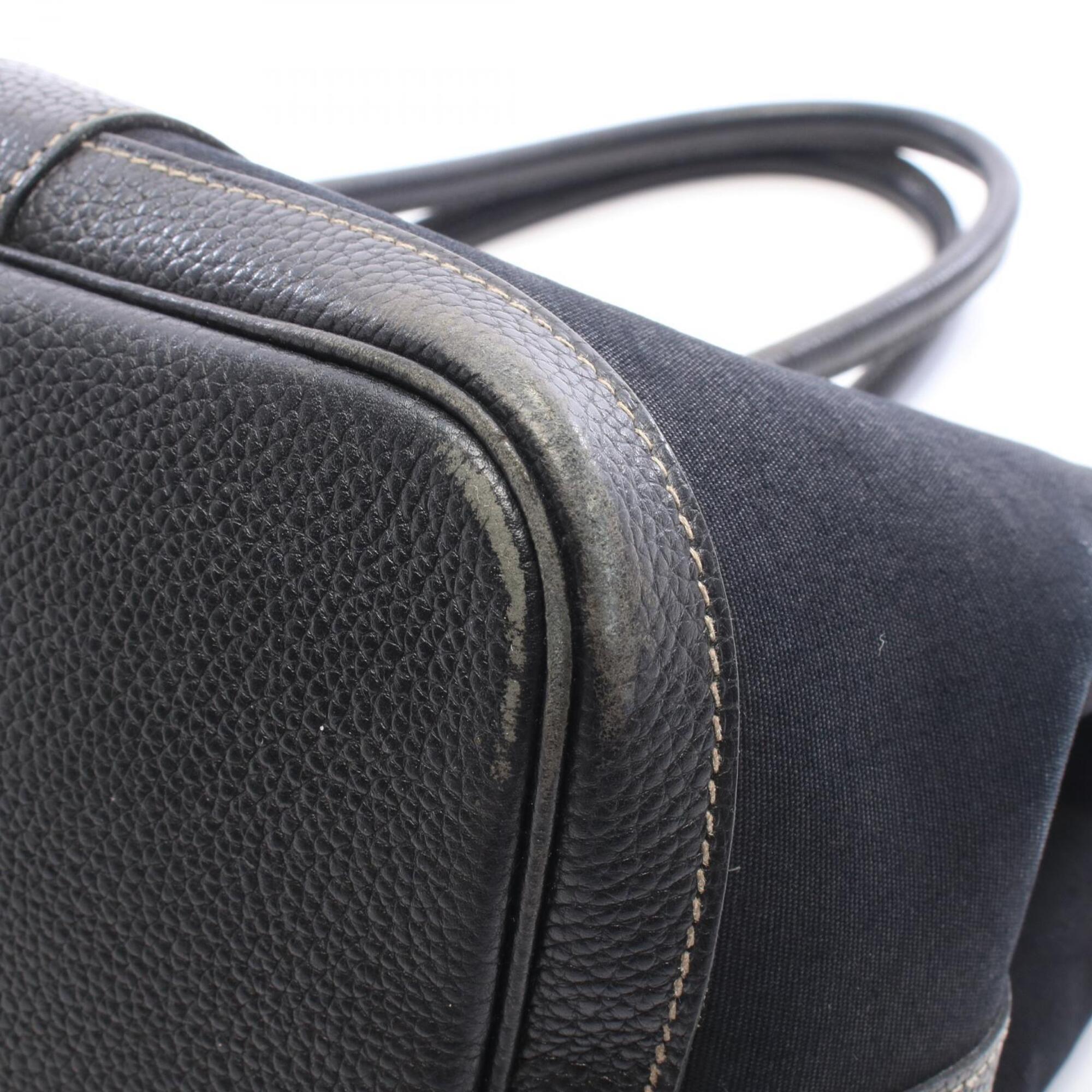 Hermes Black Toile Officier Handbag Tote Bag (Pre-Owned)
