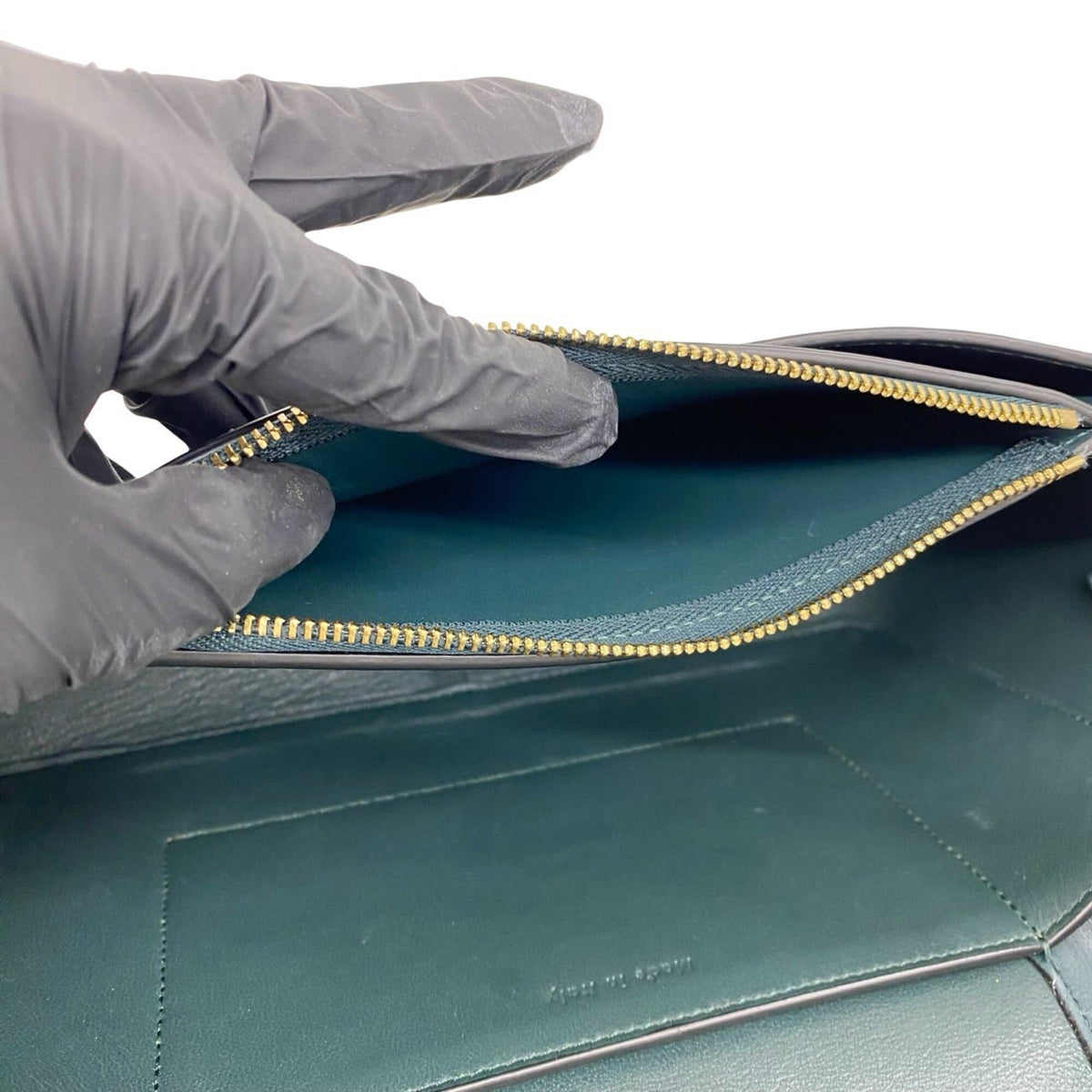 Celine Green Navy Leather Pochette Shoulder Bag (Pre-Owned)