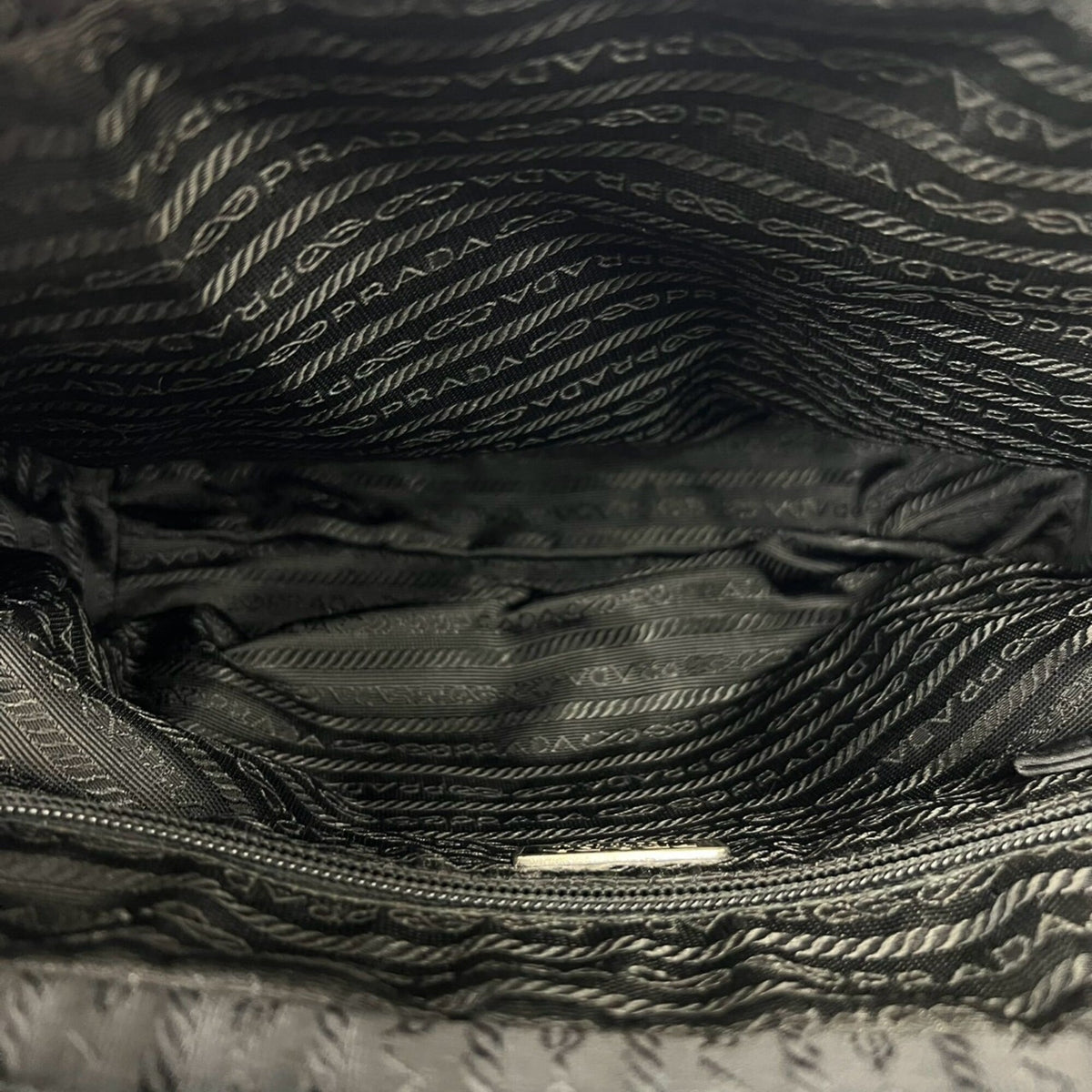 Prada Black Nylon Patent Leather Handbag Tote Bag (Pre-Owned)