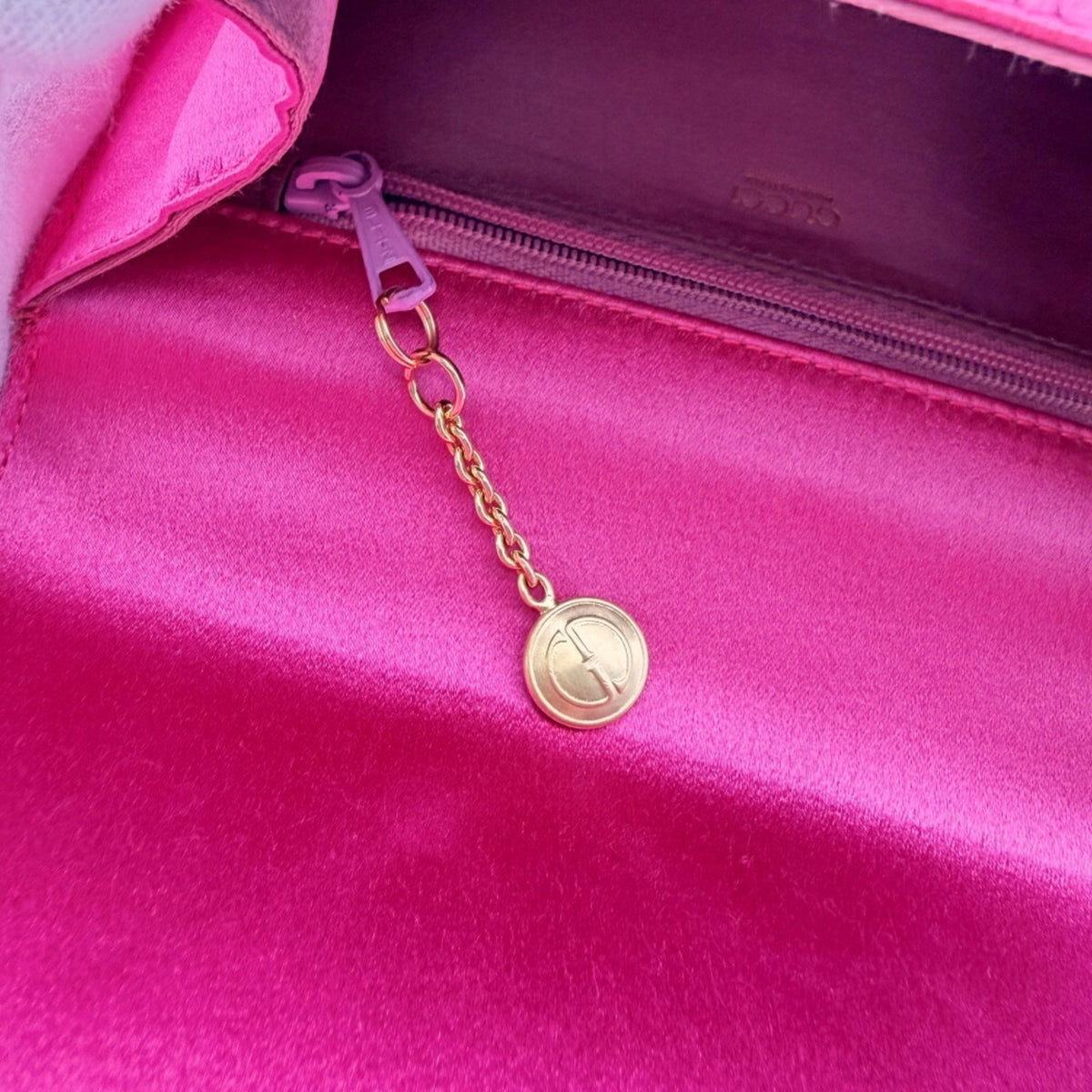 Gucci Gold Pink Bamboo Satin Handbag (Pre-Owned)
