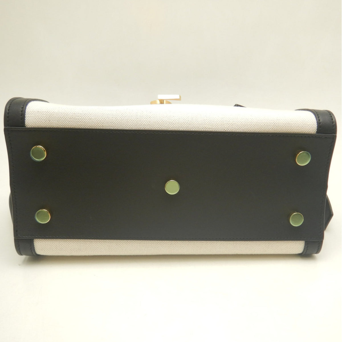 Yves Saint Laurent Black White Canvas Leather Handbag (Pre-Owned)