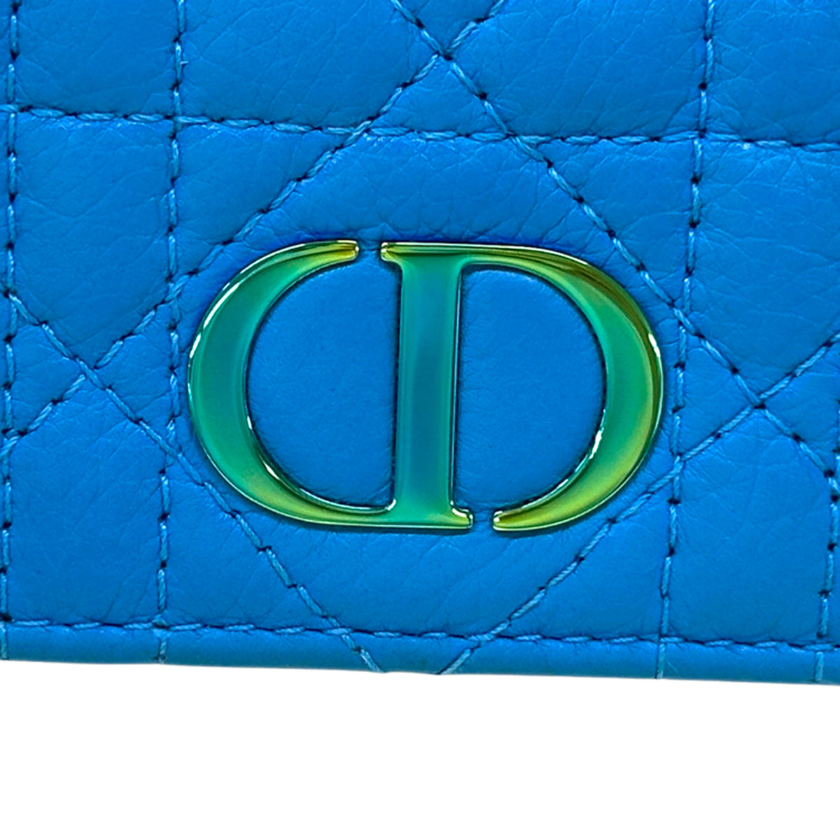 Christian Dior Blue Leather Wallet (Tri-Fold) (Pre-Owned)