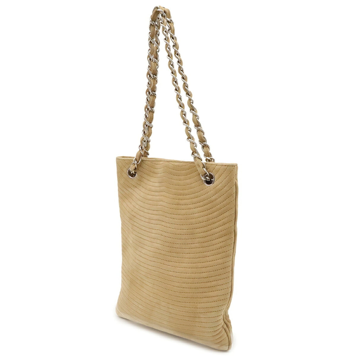 Chanel Beige Suede Shoulder Bag Tote Bag (Pre-Owned)