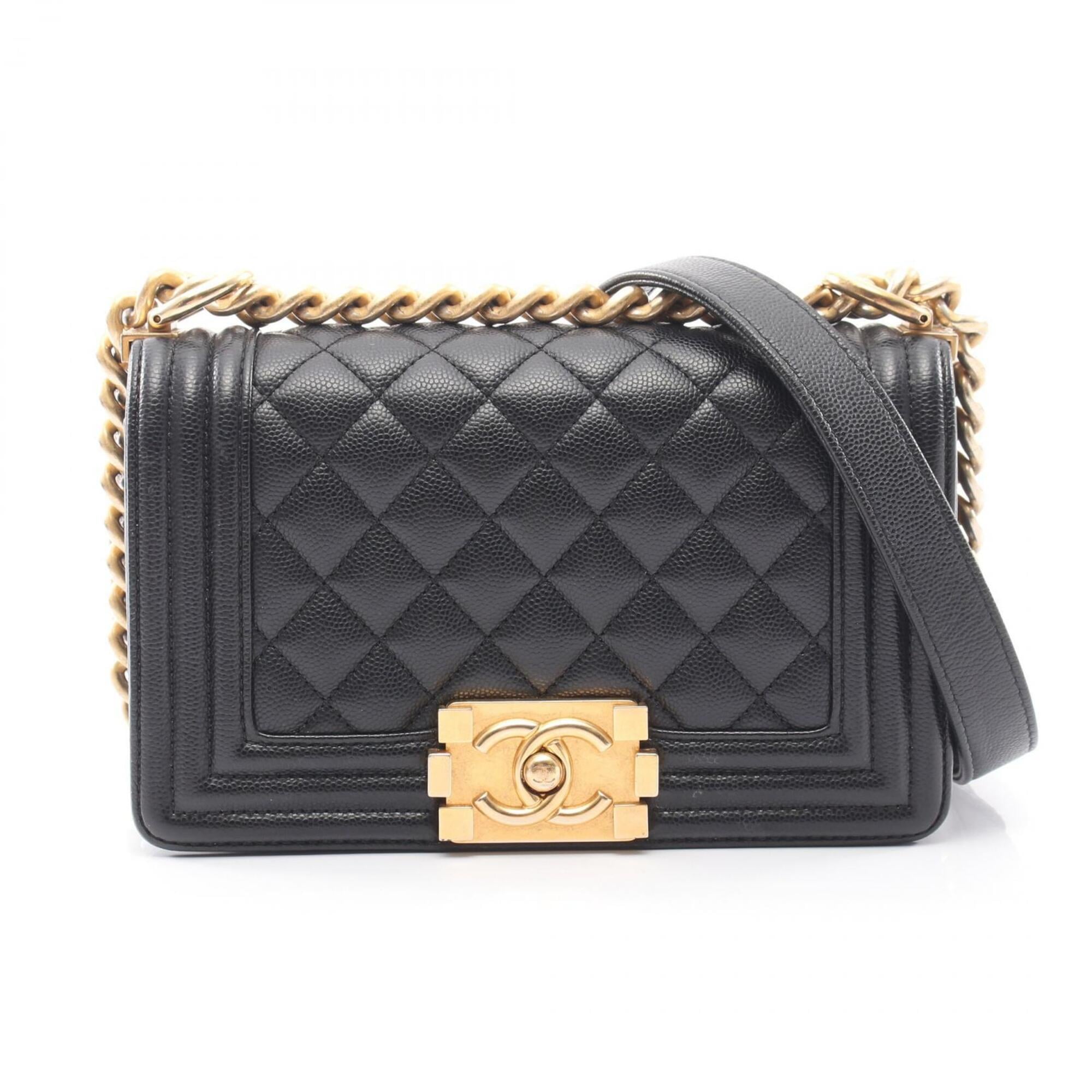 Chanel Black Grained Calfskin Handbag Shoulder Bag (Pre-Owned)