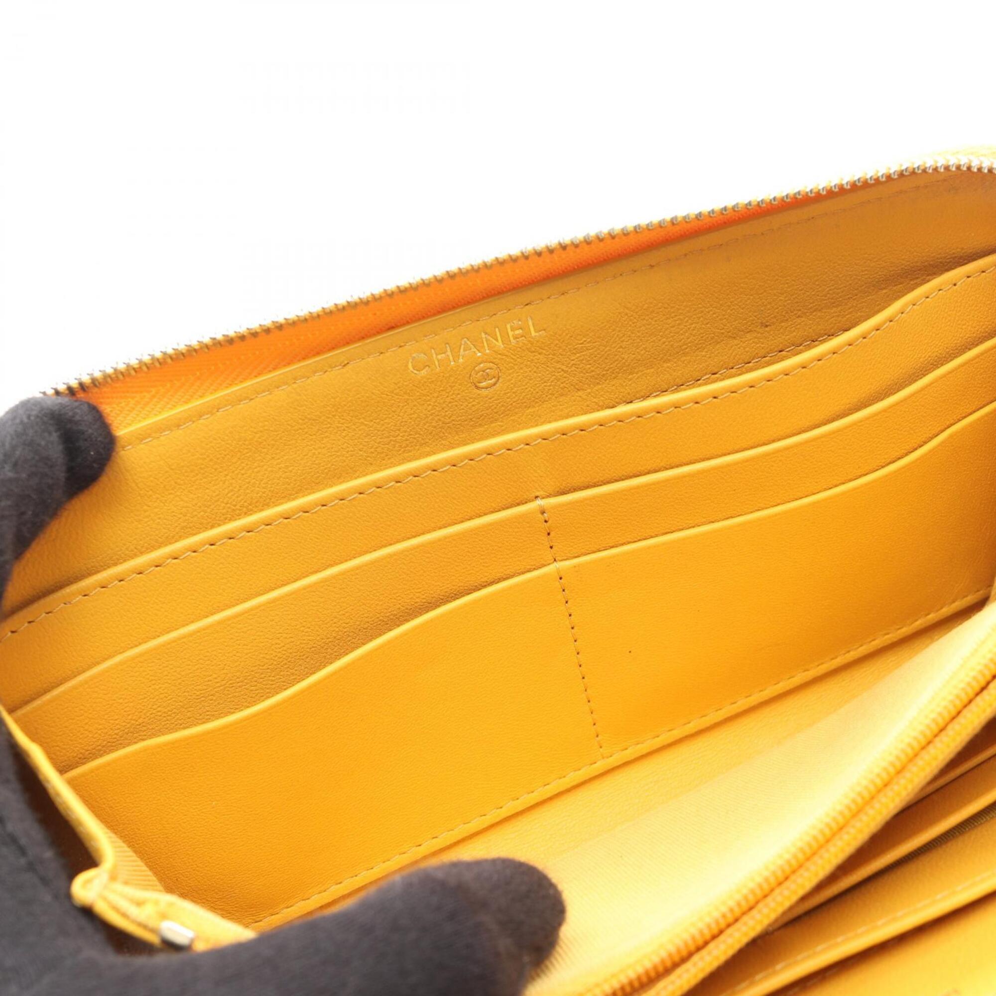 Chanel Yellow Leather Long Wallet (Bi-Fold) (Pre-Owned)