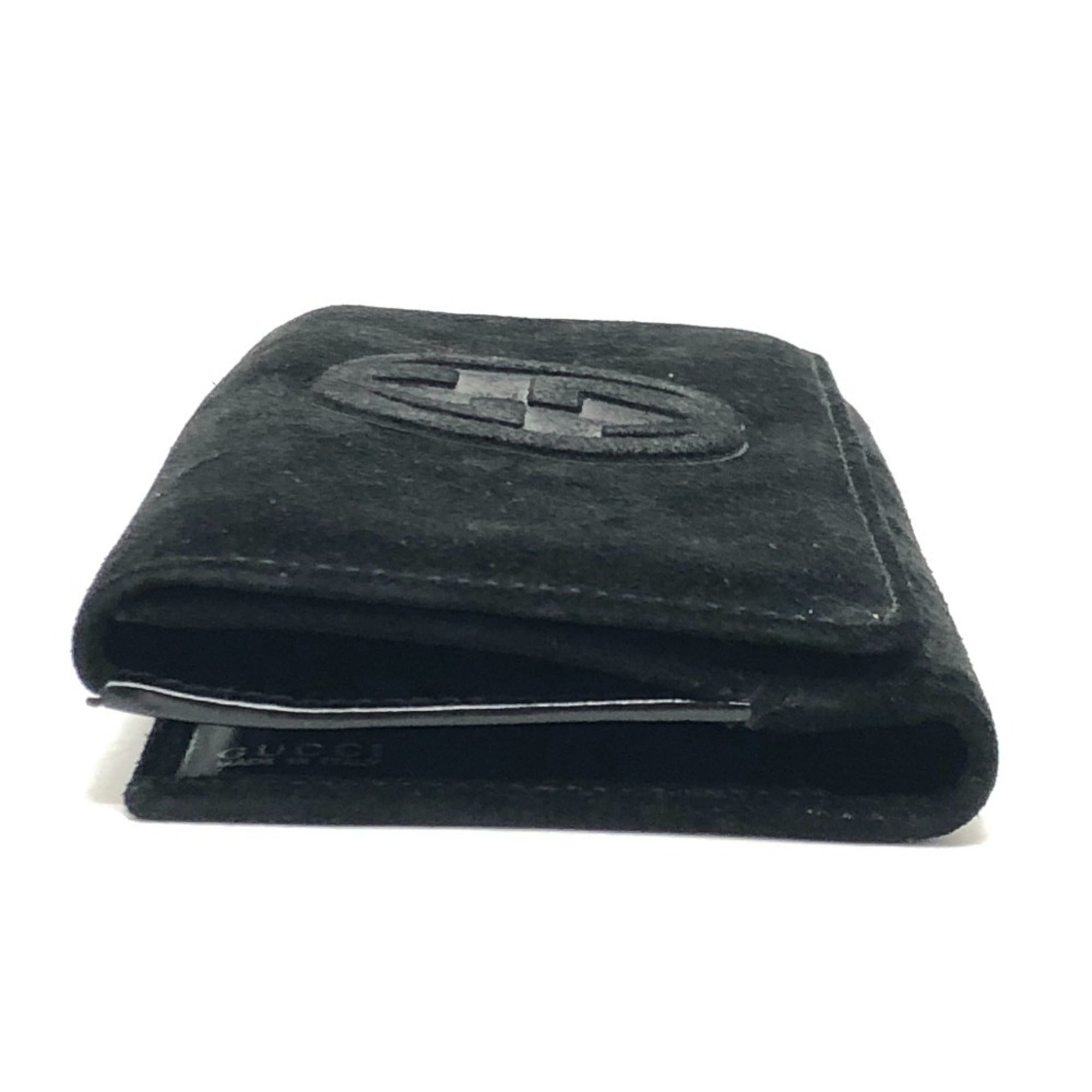 Gucci Black Suede Leather Long Wallet (Bi-Fold) (Pre-Owned)