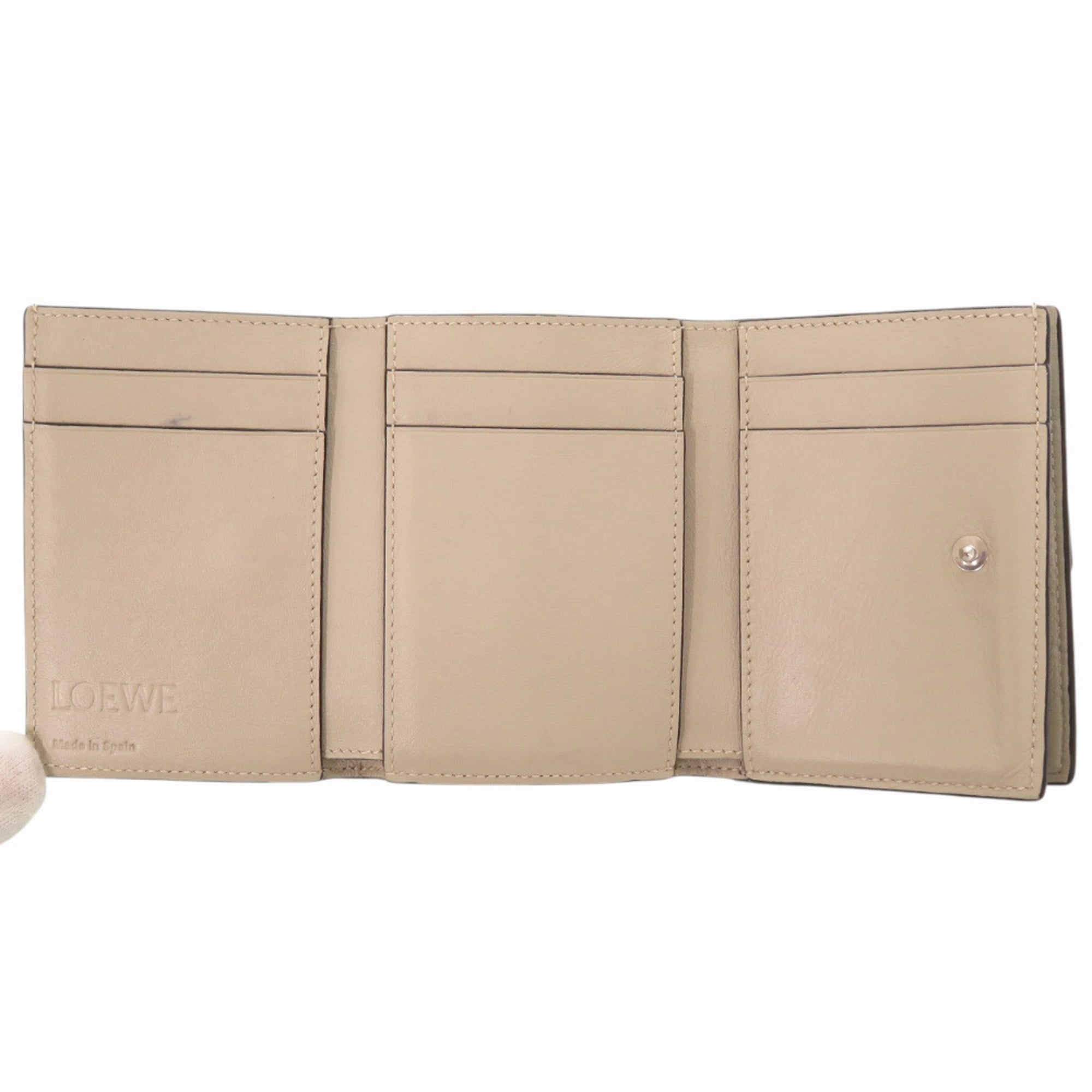 Loewe Brown Green Leather Wallet (Tri-Fold) (Pre-Owned)
